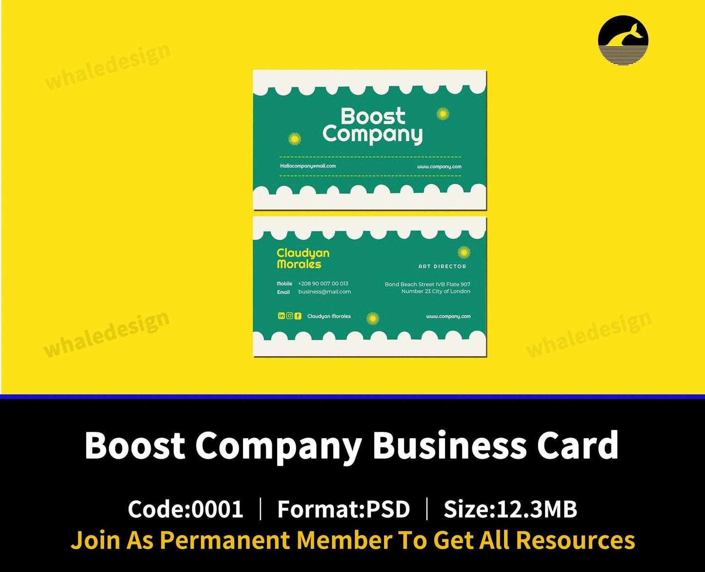 1Boost Company Business Card - whaledesign