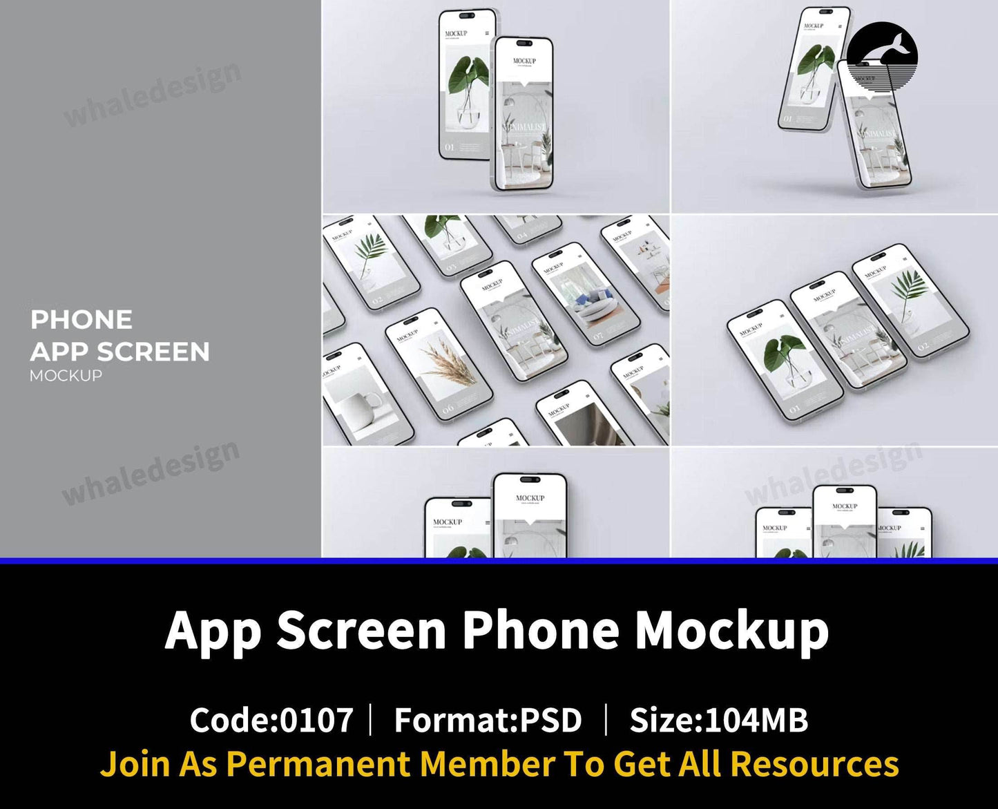 107App Screen Phone Mockup - whaledesign