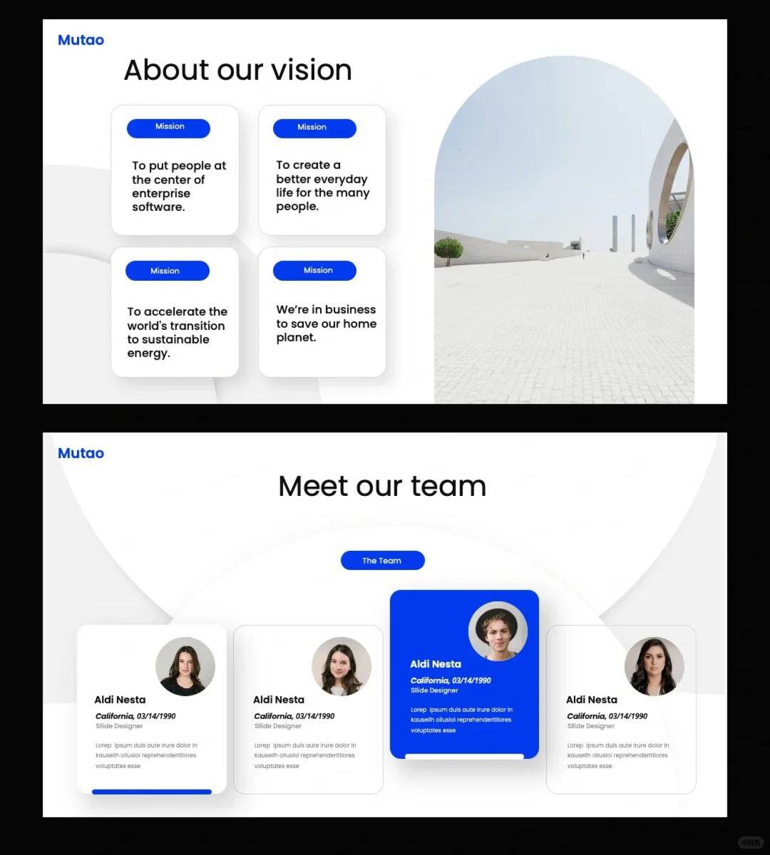 1015 Take a look at the unforgettable blue and white color PPT template - whaledesign