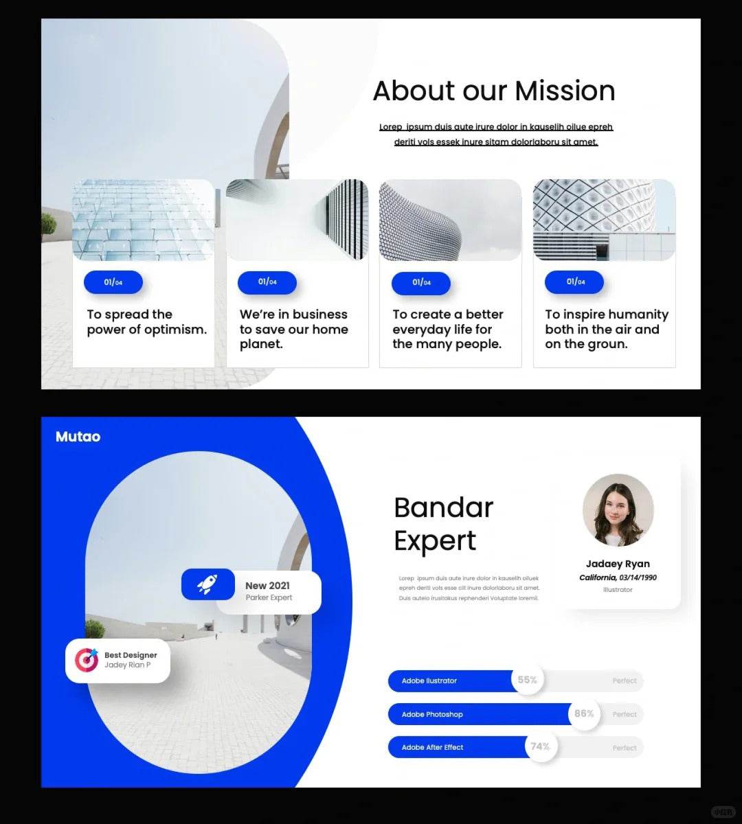 1015 Take a look at the unforgettable blue and white color PPT template - whaledesign