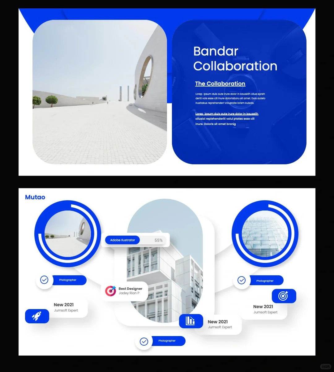 1015 Take a look at the unforgettable blue and white color PPT template - whaledesign