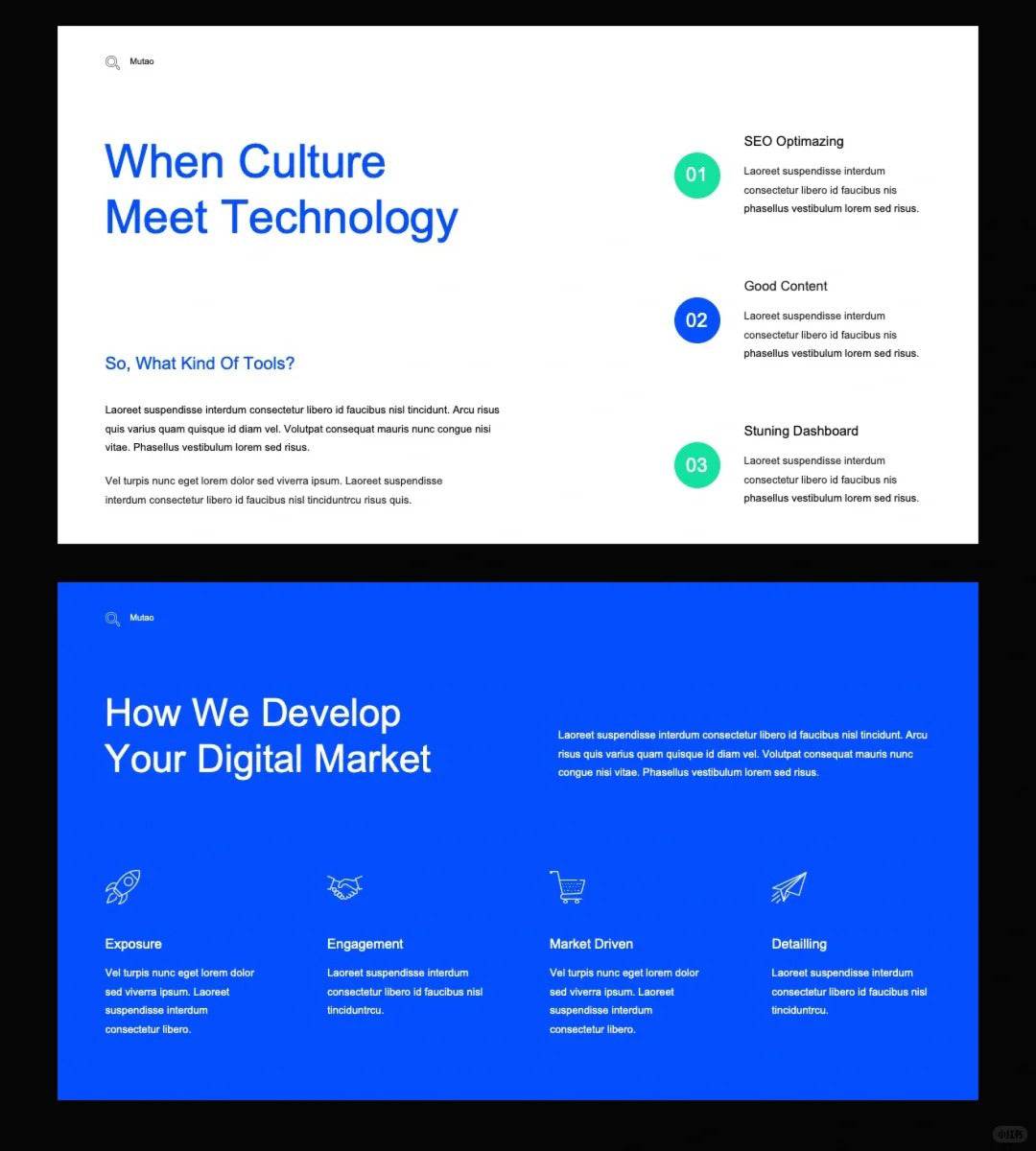 1020 Super clean blue and white color matching PPT template, limited time benefit - whaledesign