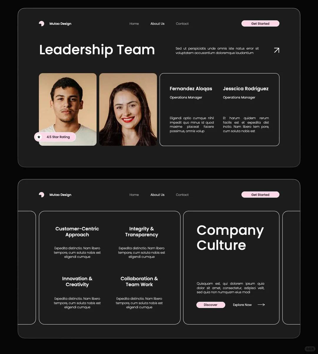 1048 Pink and black color minimalist PPT template - whaledesign