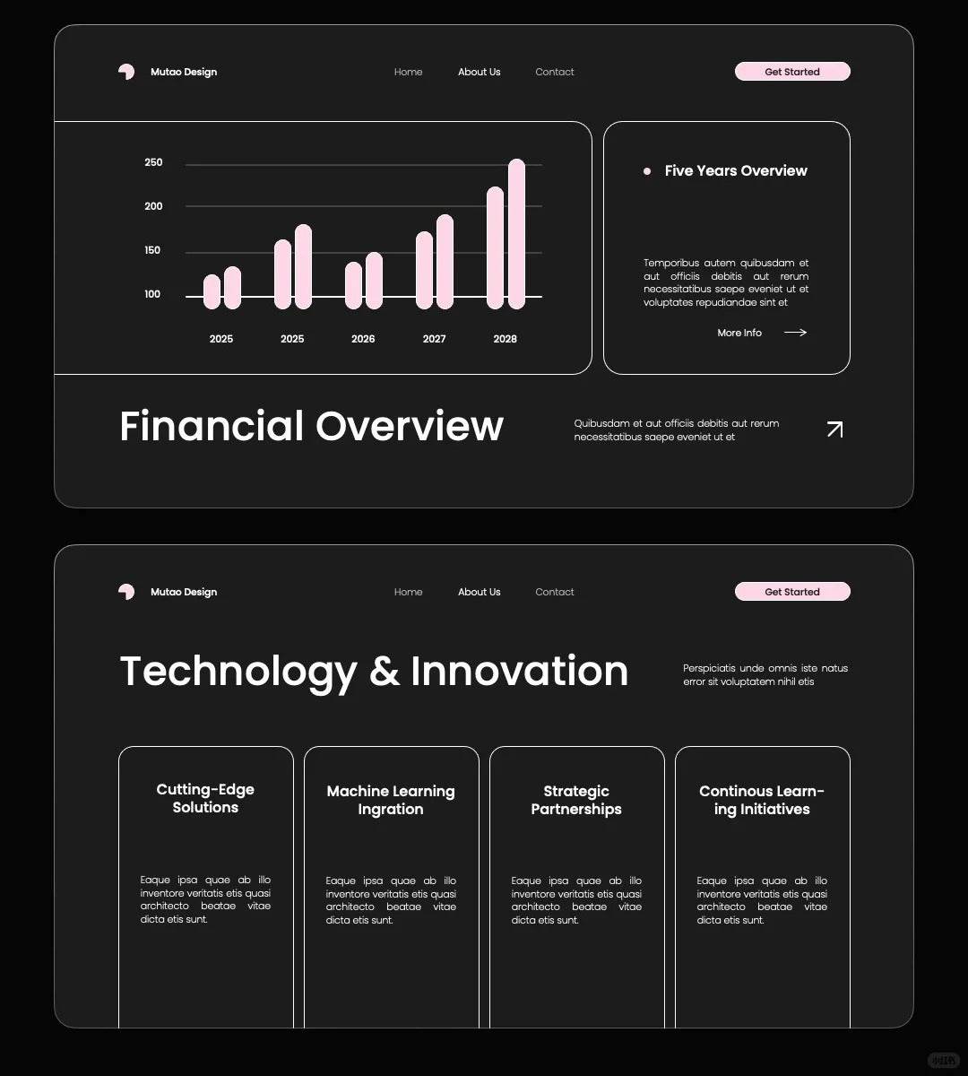 1048 Pink and black color minimalist PPT template - whaledesign