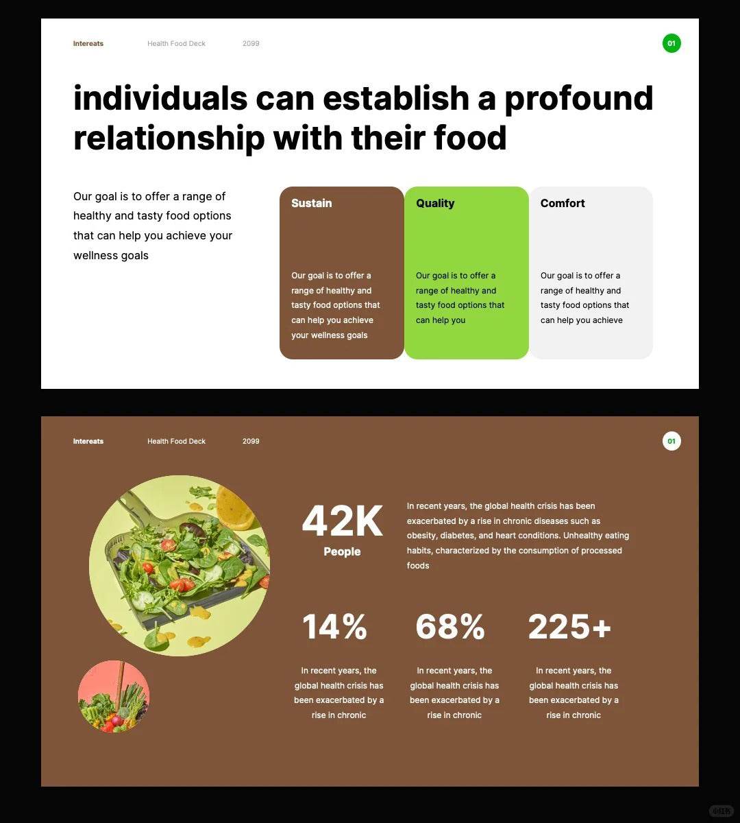 1060 Green coffee color matching (light meal) advanced PPT Key template - whaledesign