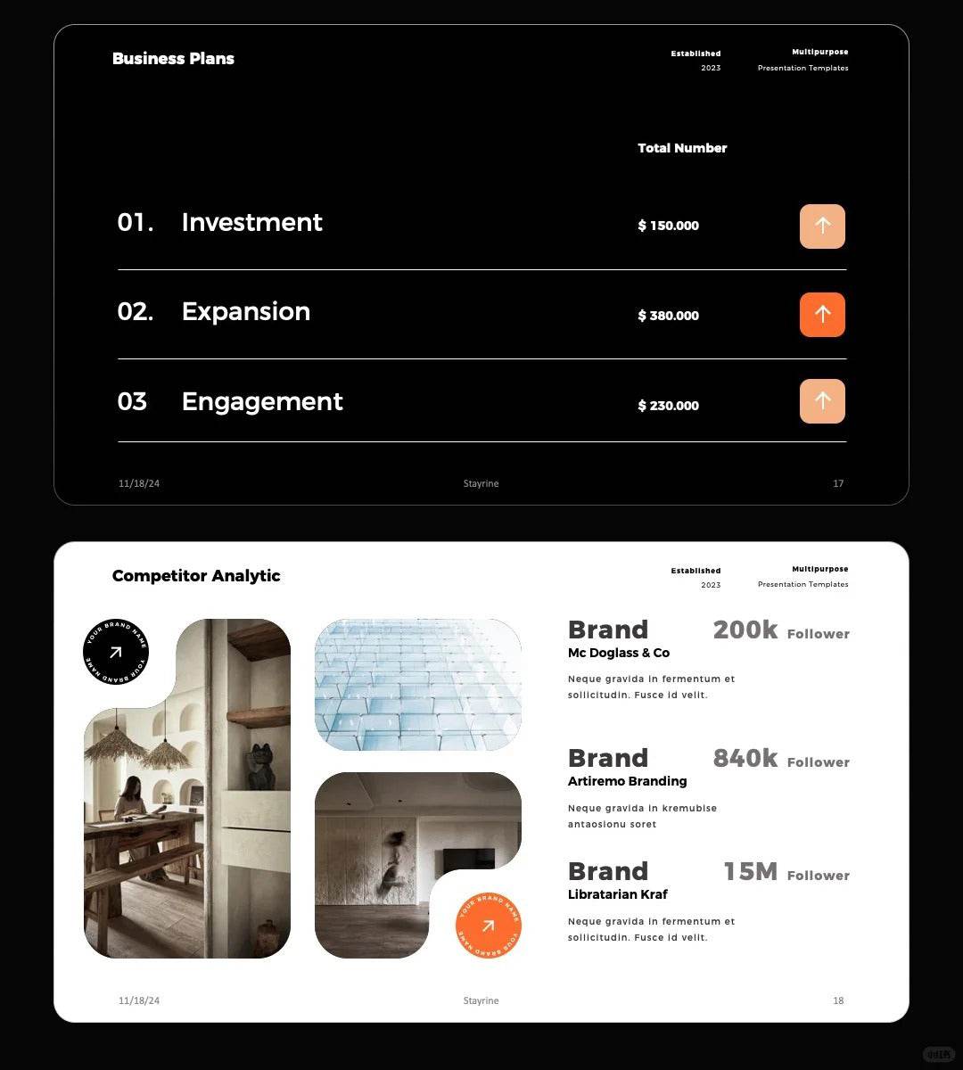 1061 Orange and black color matching high-end PPT & Keynote template - whaledesign