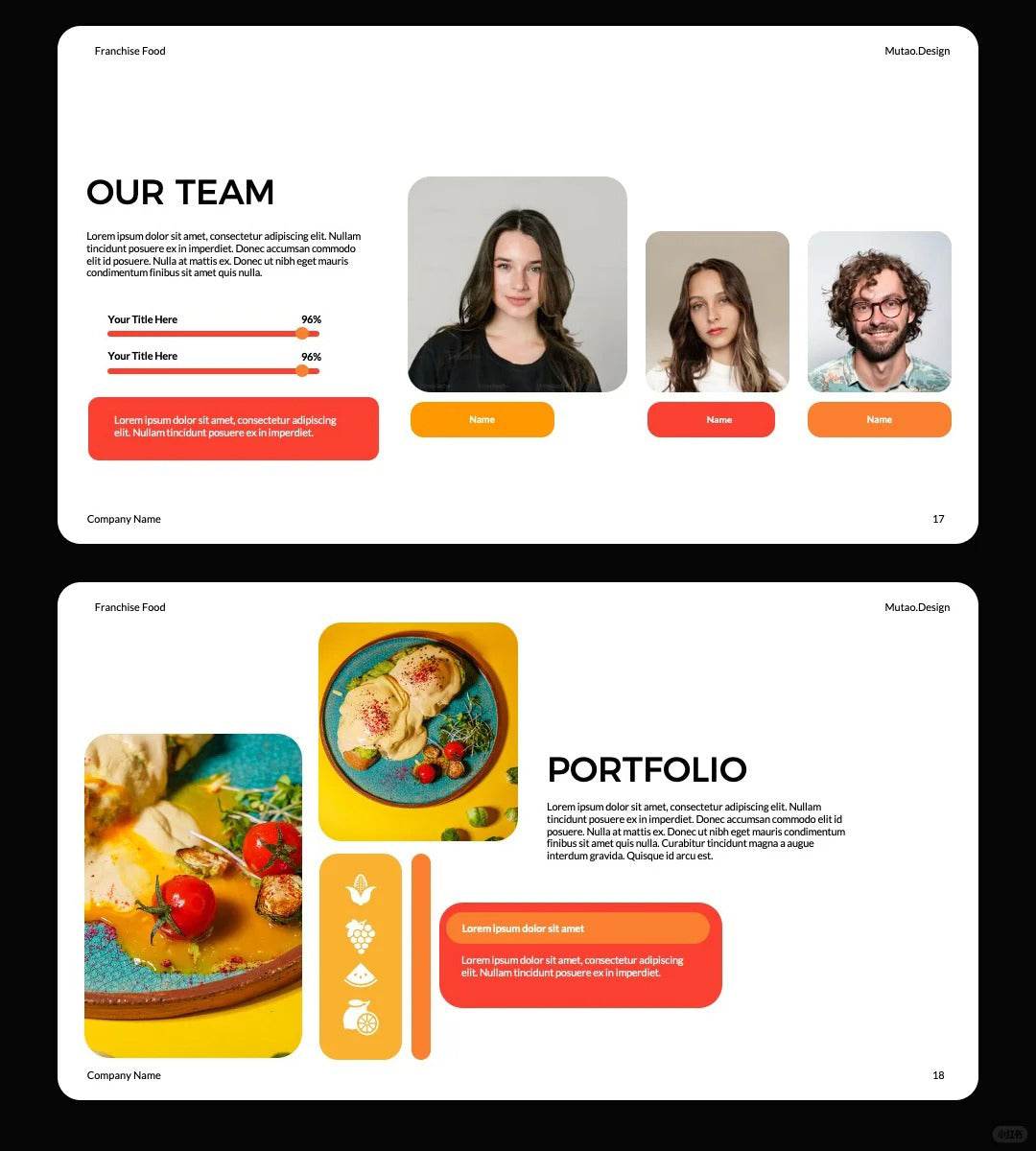 1064 High-end orange and red color Keynote PPT template - whaledesign