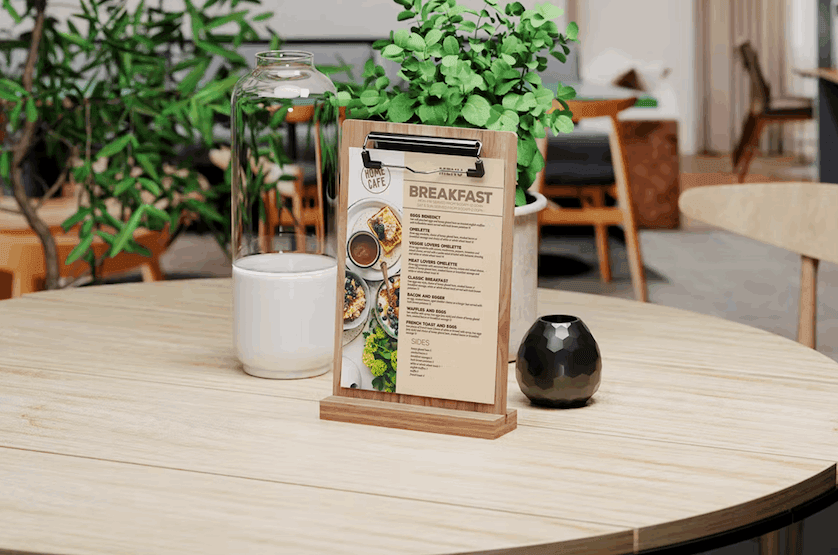 157Set Of Different Table Sign / Menu Stand Mockup - whaledesign