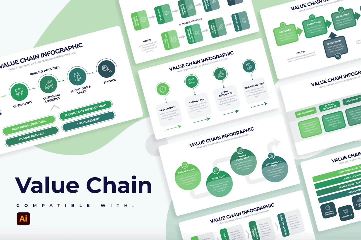 256Business Value Chain Illustrator Infographics - whaledesign