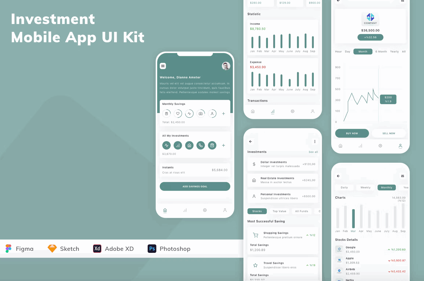 233Investment Mobile App UI Kit - whaledesign