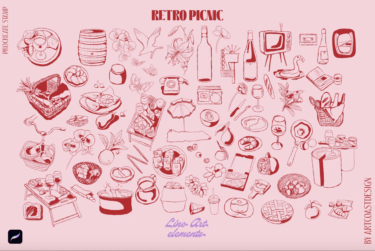 512 Procreate Picnic Stamps - whaledesign