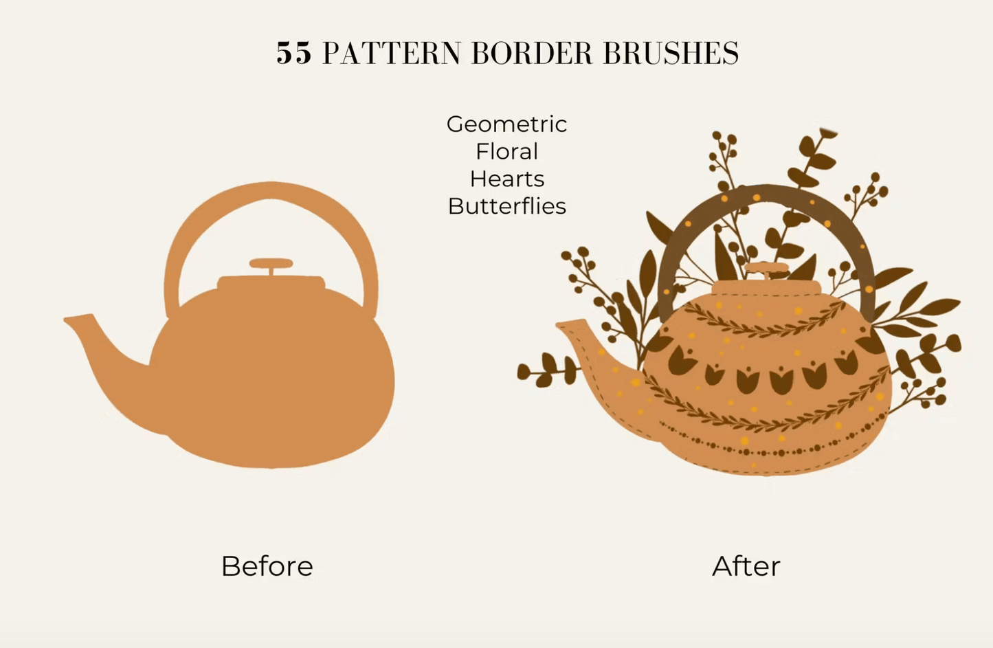515 Procreate Pattern Border Brushes - whaledesign