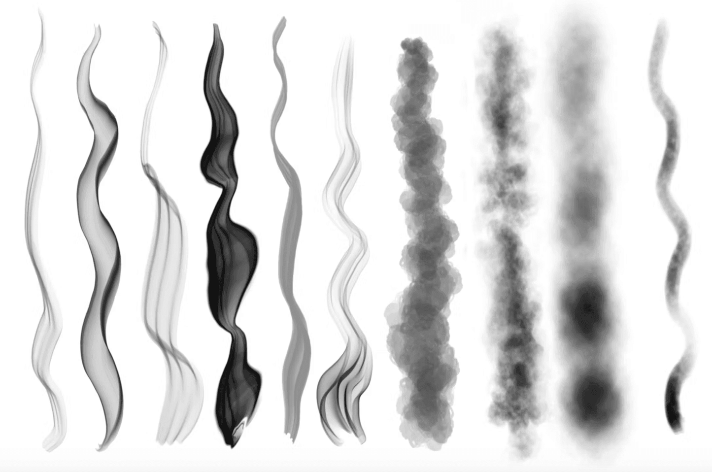 517 10 Smoke Brushes Procreate - whaledesign