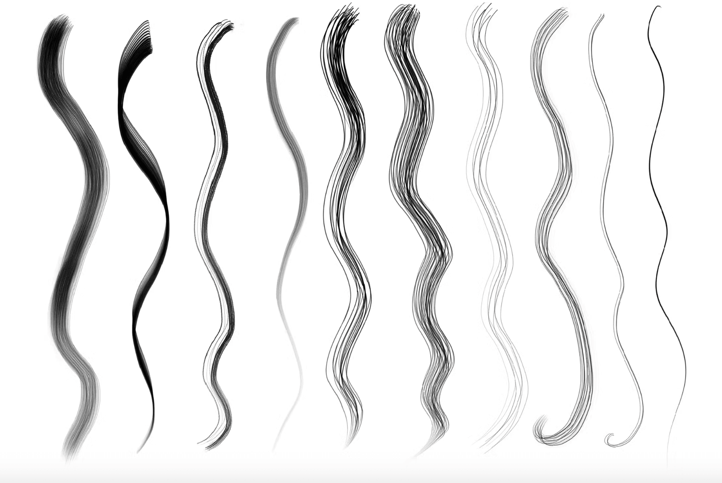 540 10 Hair Brushes Procreate - whaledesign