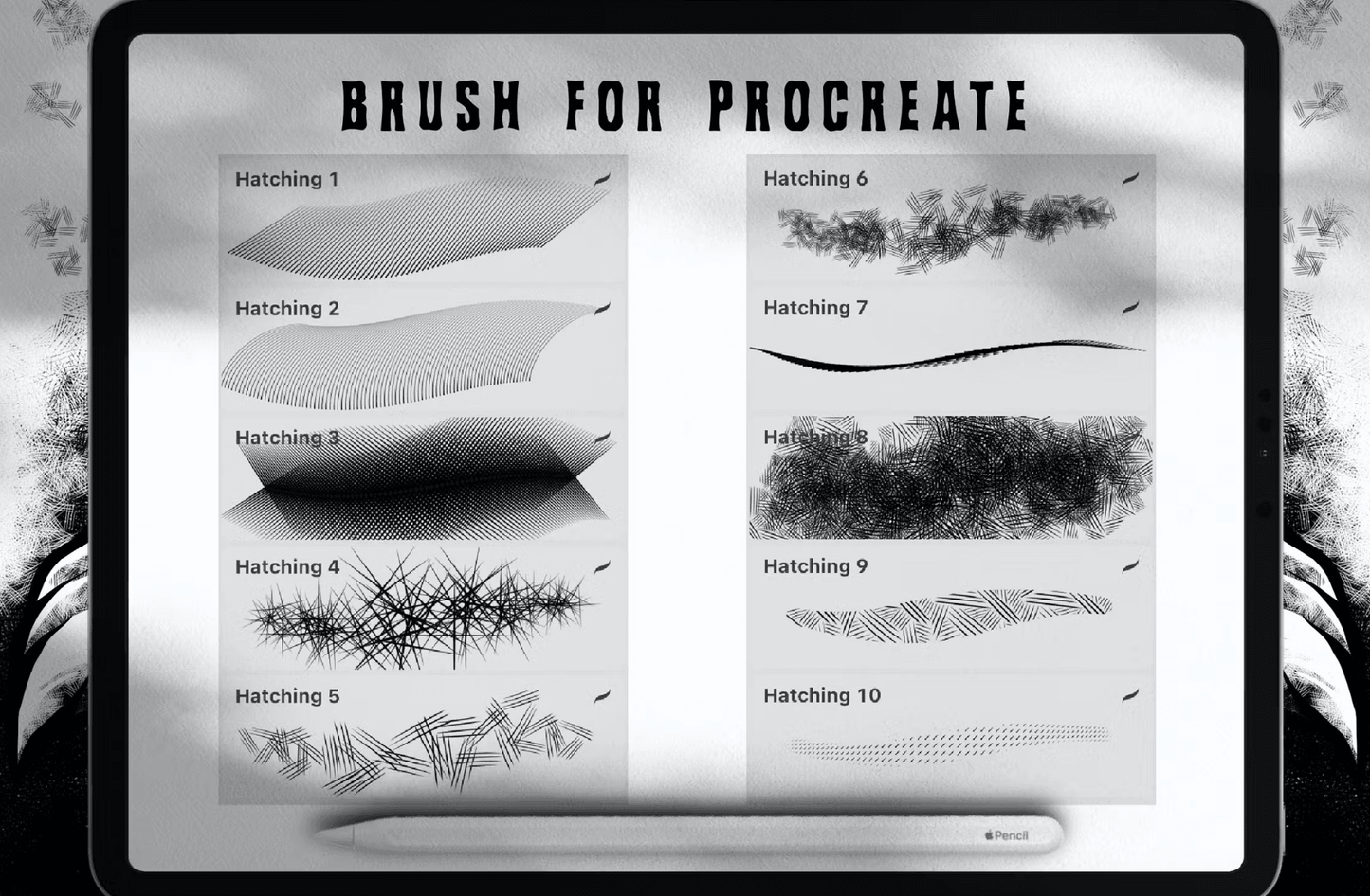 552 design Hatching Brush Procreate3 - whaledesign