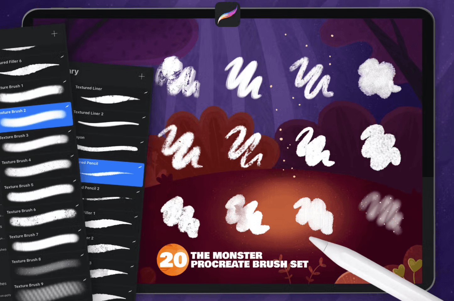 592 The Monster: Procreate Brushes - whaledesign