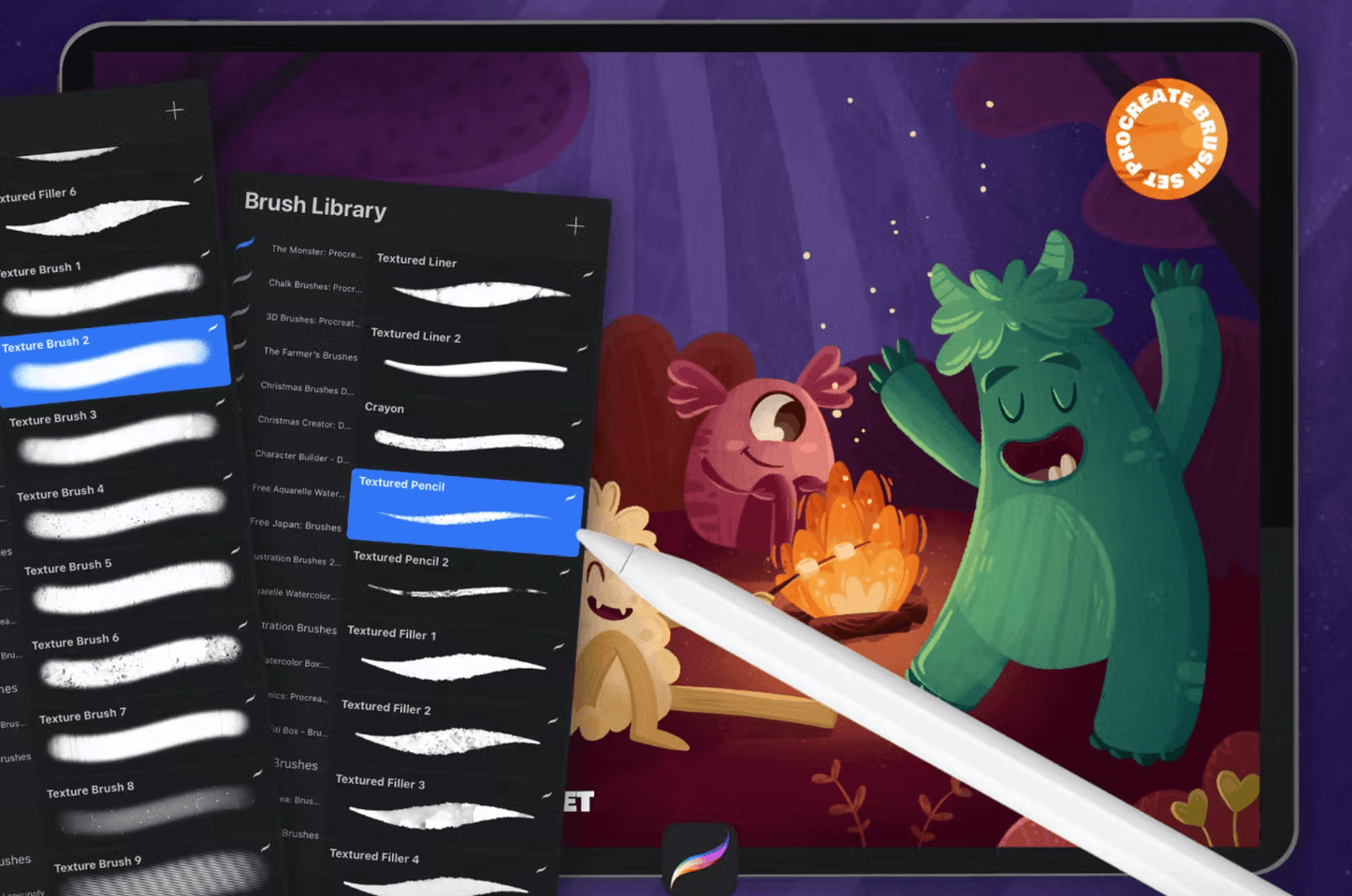 592 The Monster: Procreate Brushes - whaledesign