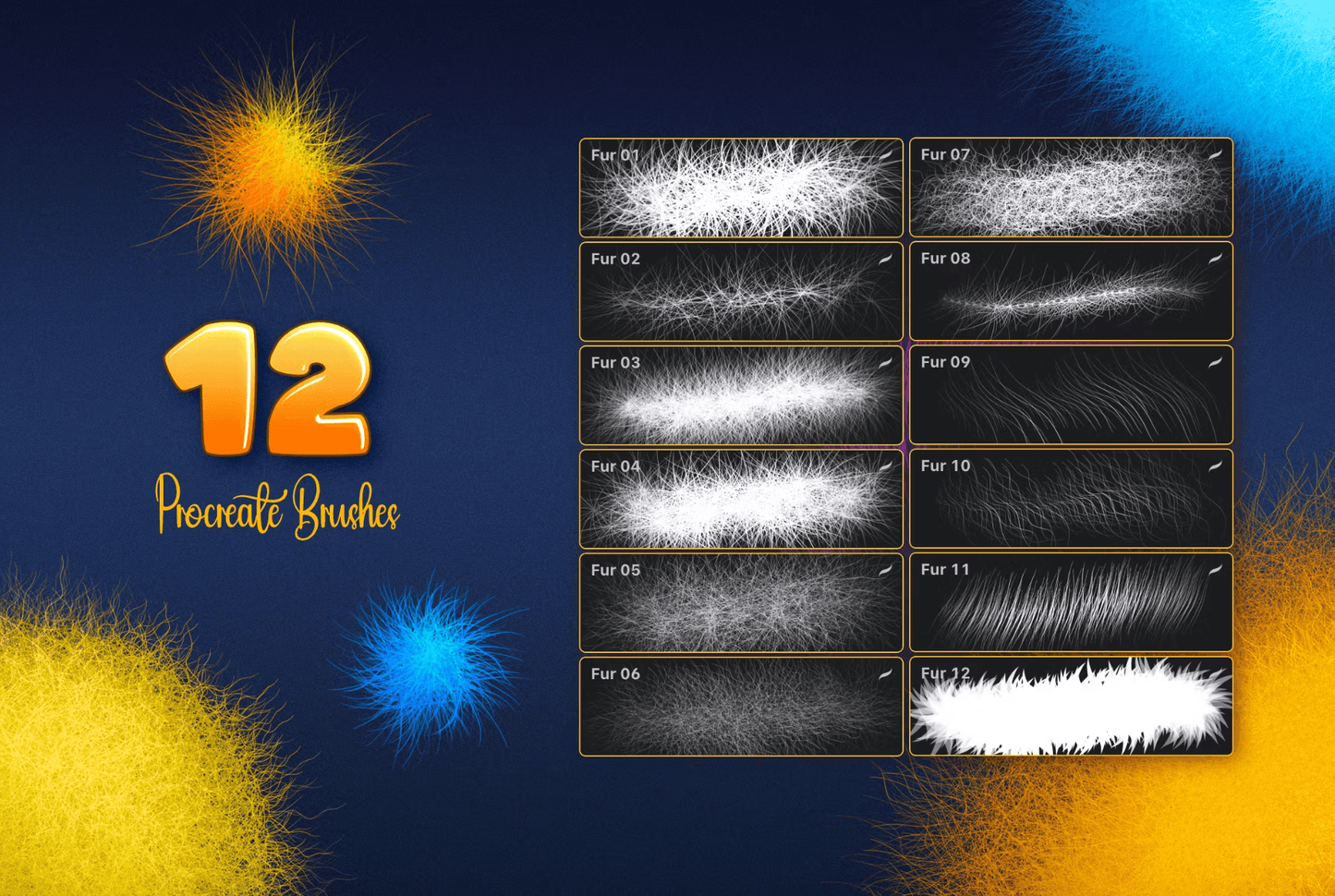 597 Fur Procreate Brushes - whaledesign