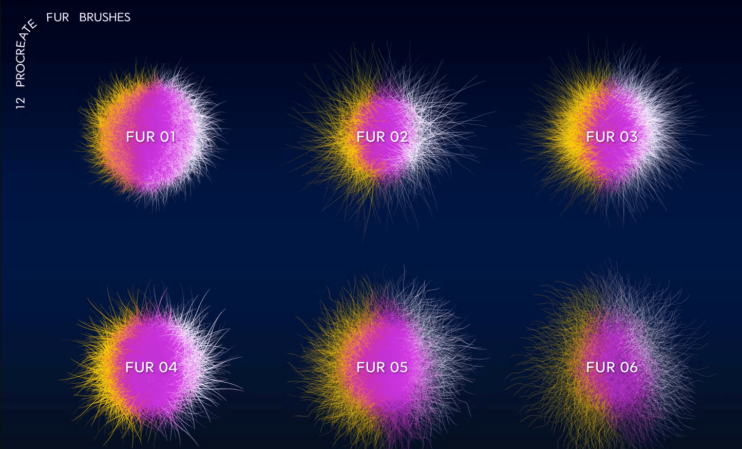 597 Fur Procreate Brushes - whaledesign