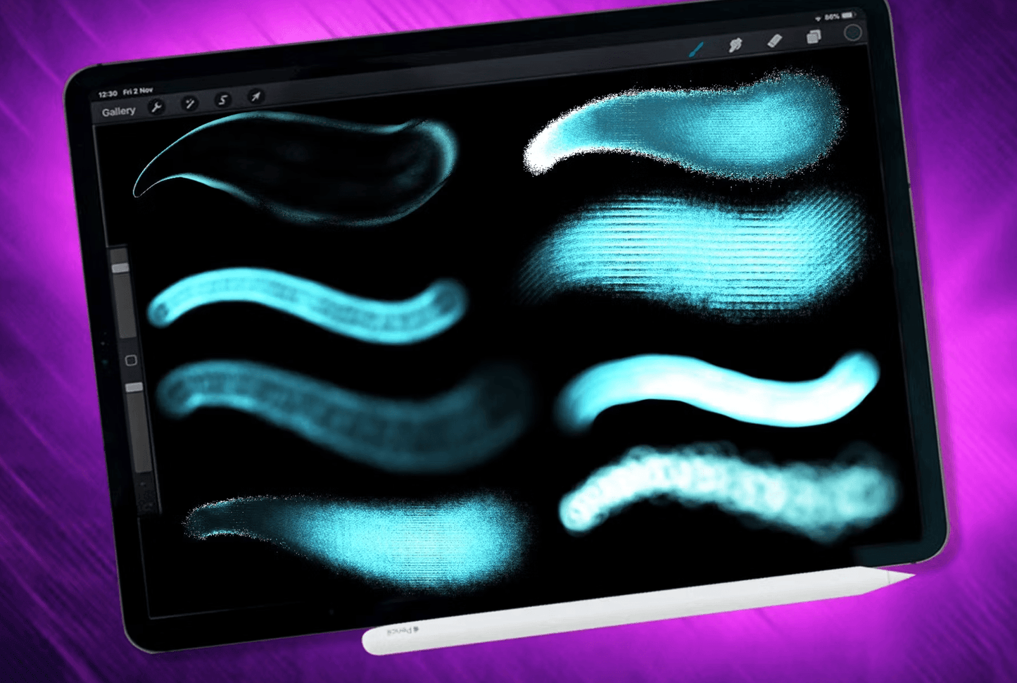 601 Dans Glowing Light Brush Procreate - whaledesign
