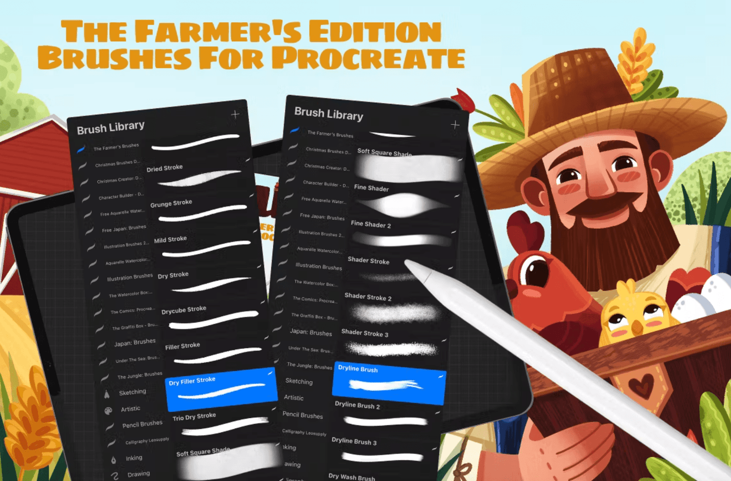 619 The Farmer’s: Procreate Brushes - whaledesign