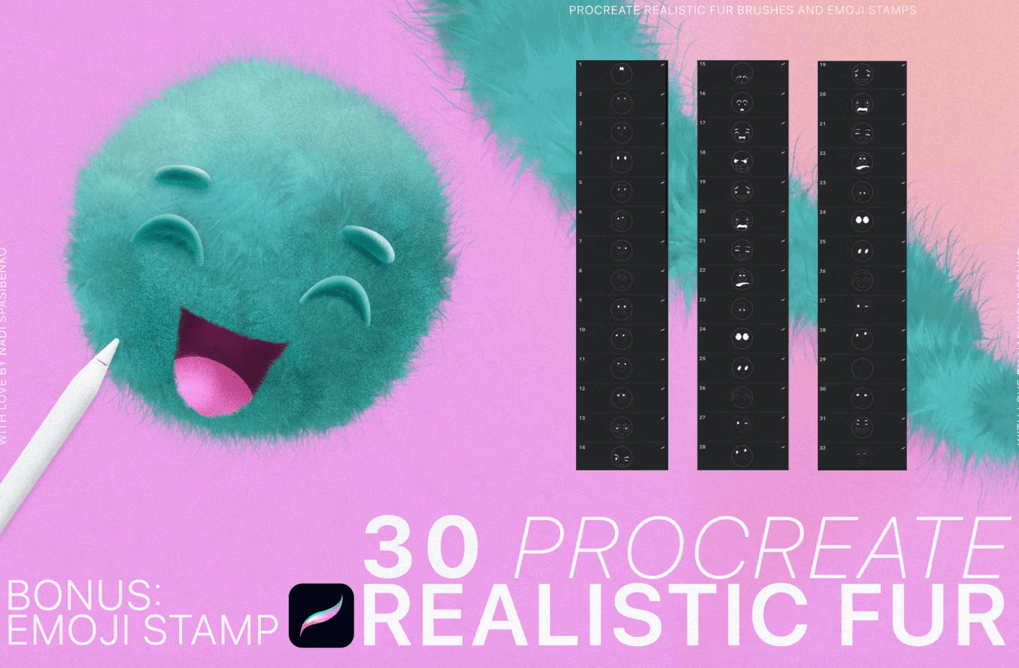 621 Procreate Realistic Fur & Emoji - whaledesign