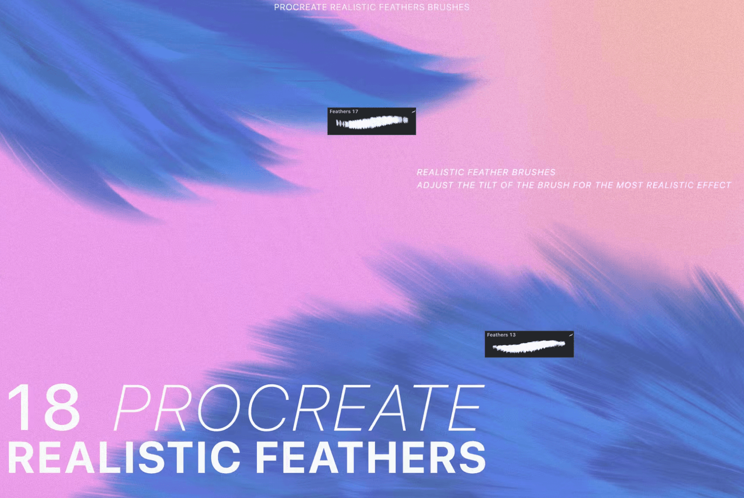 622 Procreate Realistic Feather Brushes - whaledesign