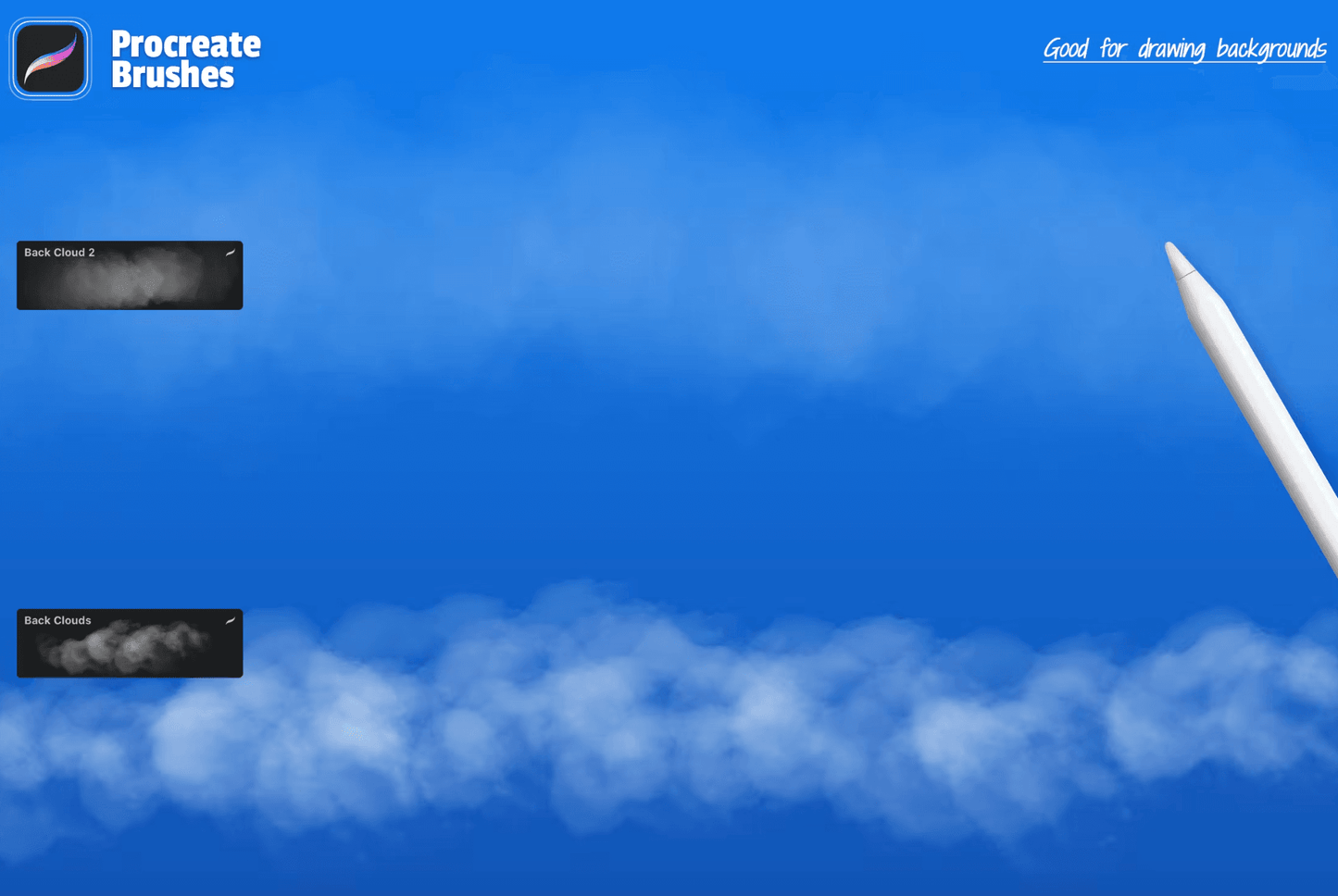 623 Clouds Procreate Brushes - whaledesign