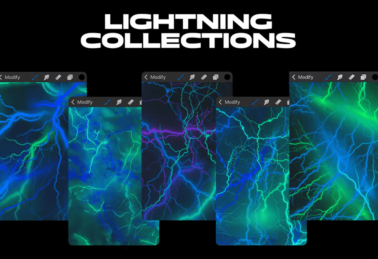 625 Procreate Lightning Brushes - whaledesign