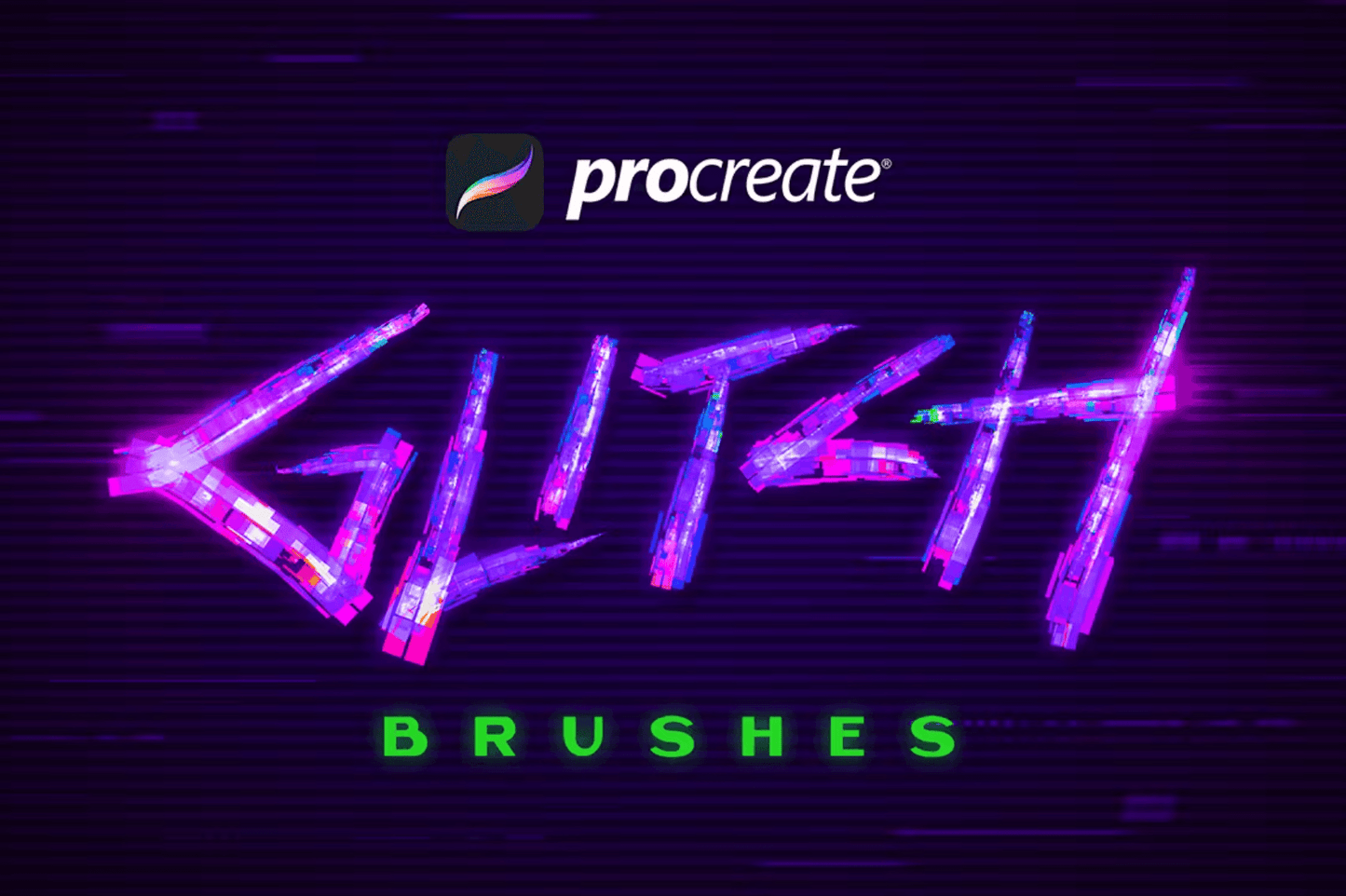 658 Procreate Glitch Lettering Brushes - whaledesign