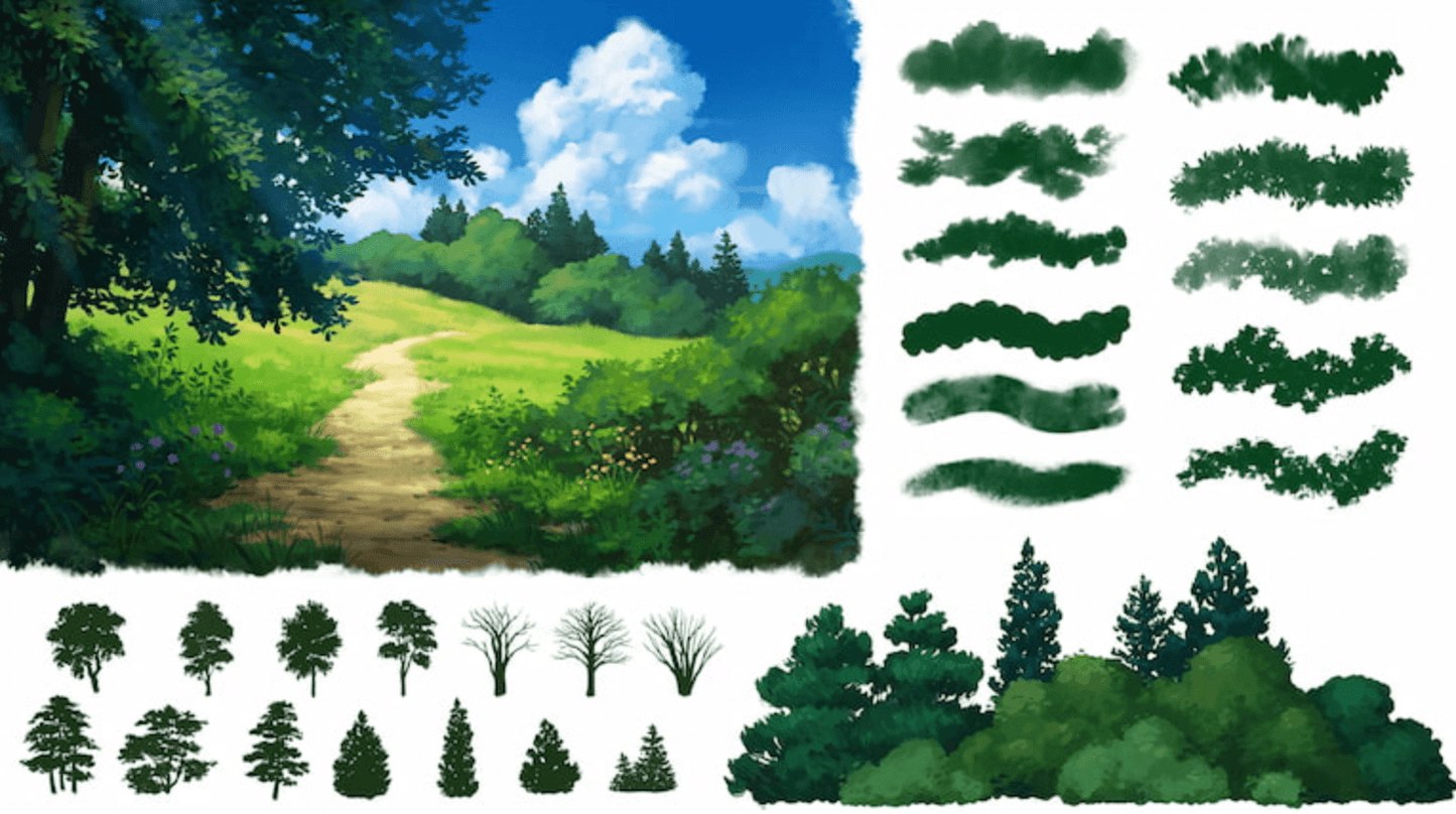 710 Ghibli-Style Brush Set II - whaledesign