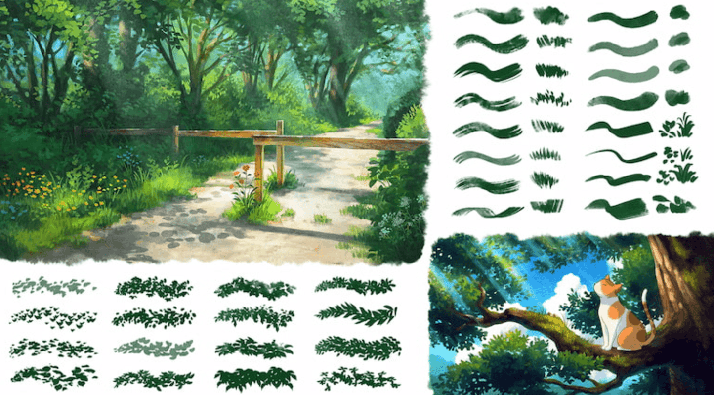 710 Ghibli-Style Brush Set II - whaledesign