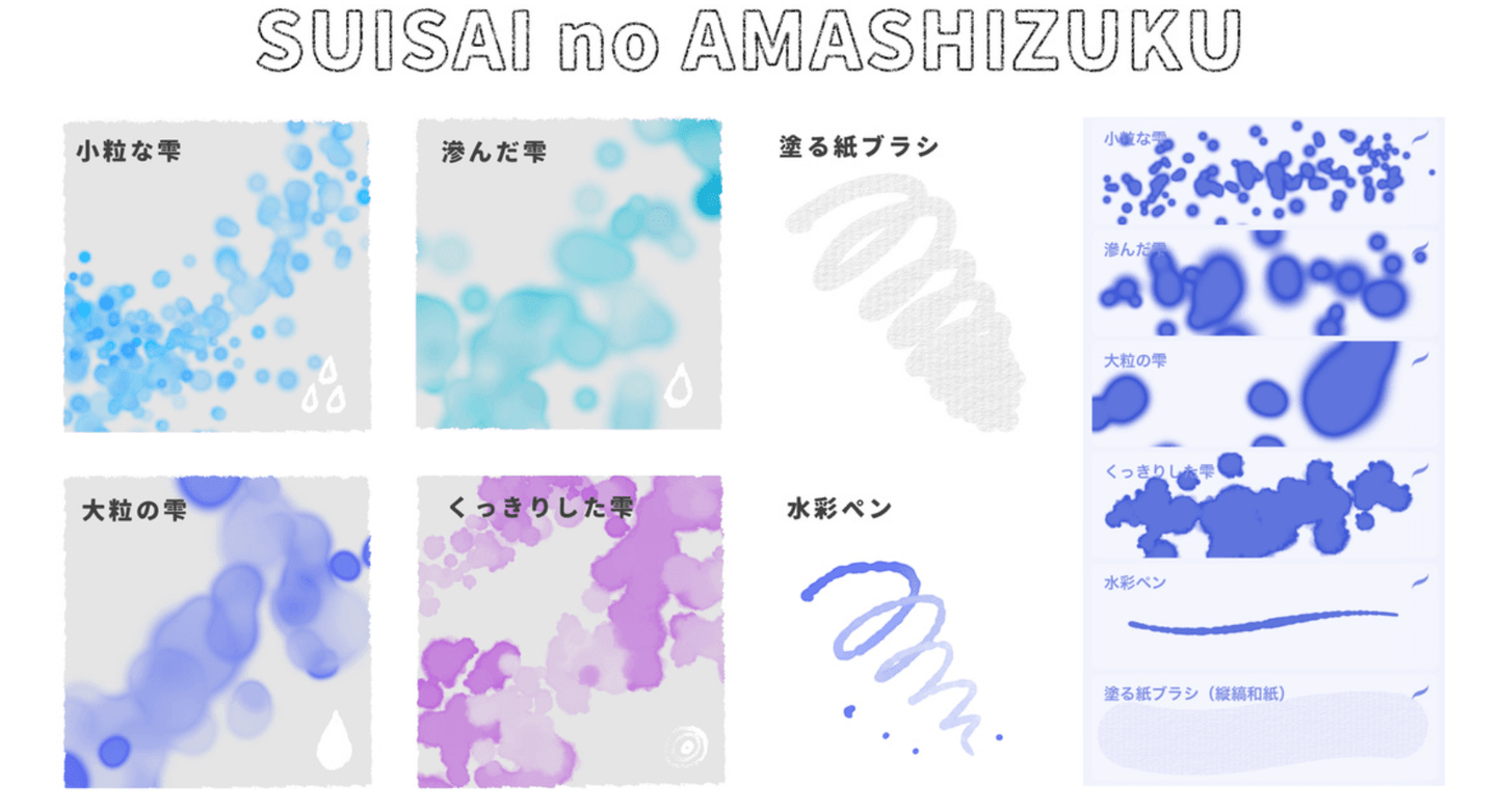 766 Watercolor Raindrops Brushes Usable in Procreate - whaledesign