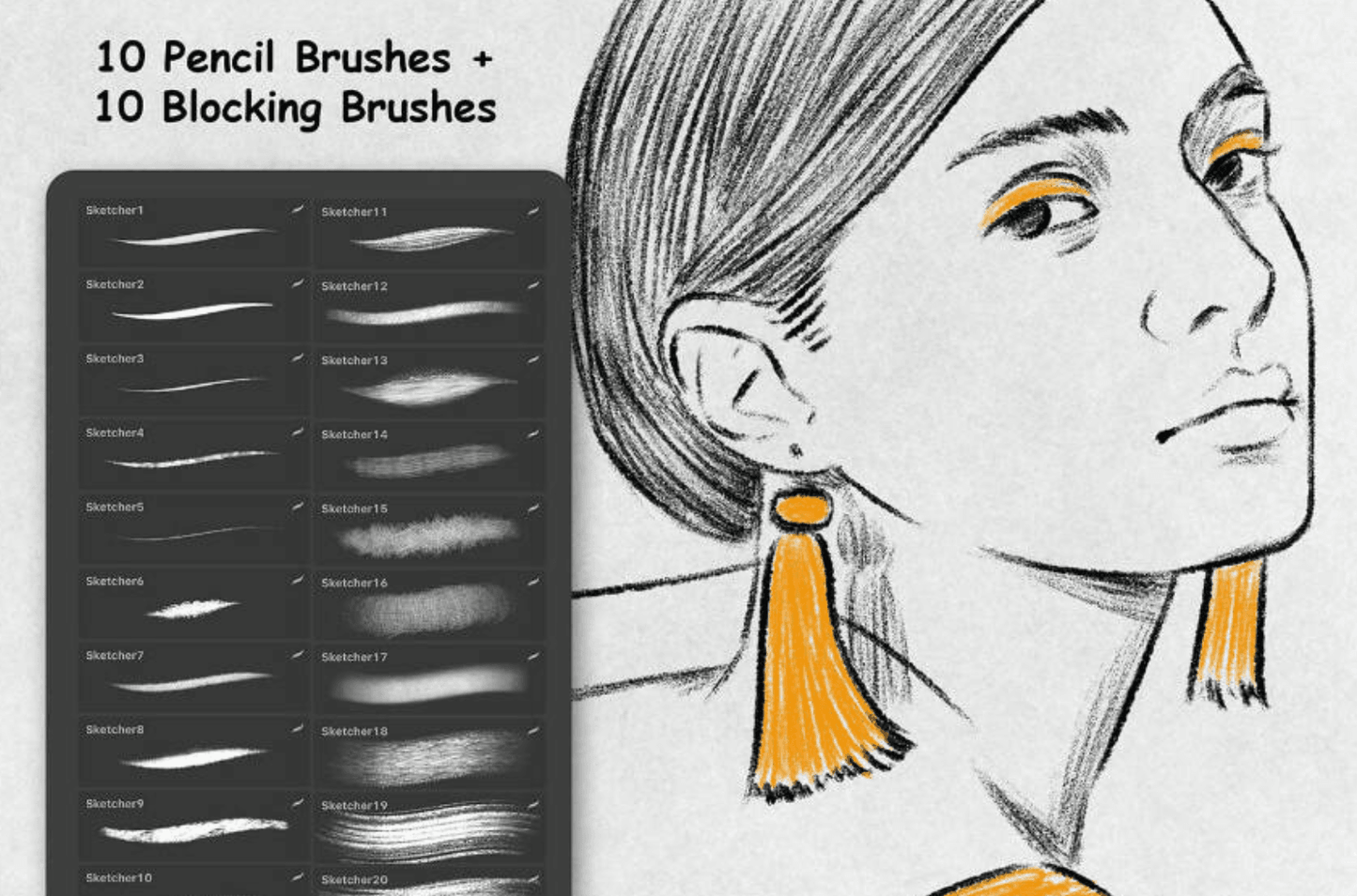 858 Sketching Brushes, Charcoal and Pencil - whaledesign