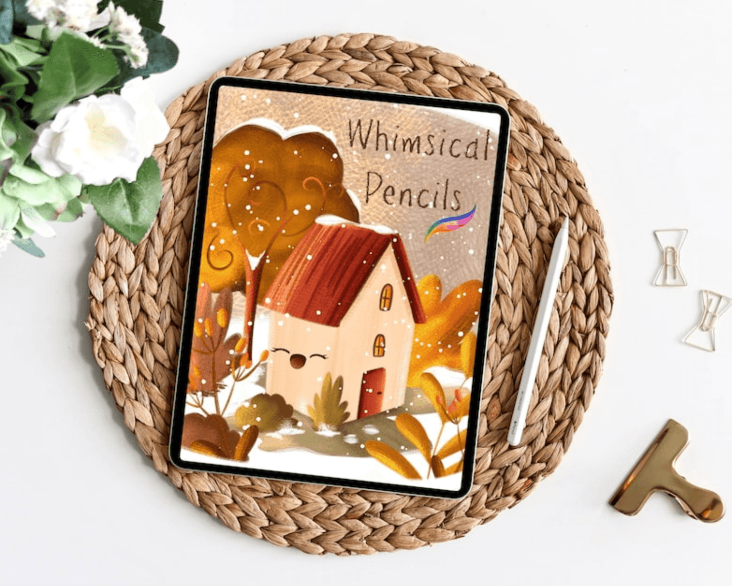 727 Procreate Childlike Vintage Pencil and Crayon Set - whaledesign