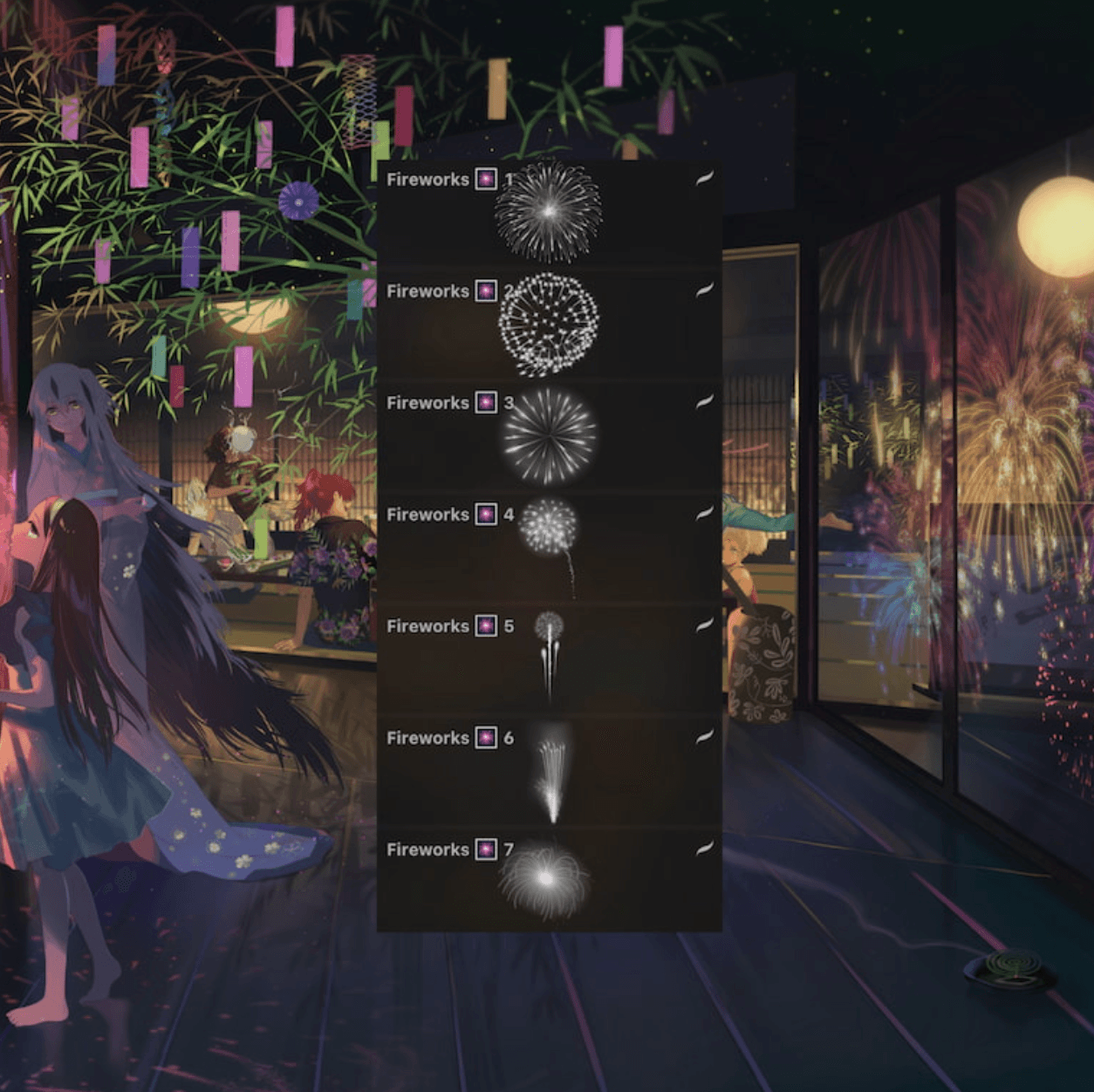 935 Oriental Fireworks Brush, Hundreds of Colorful Fireworks - whaledesign