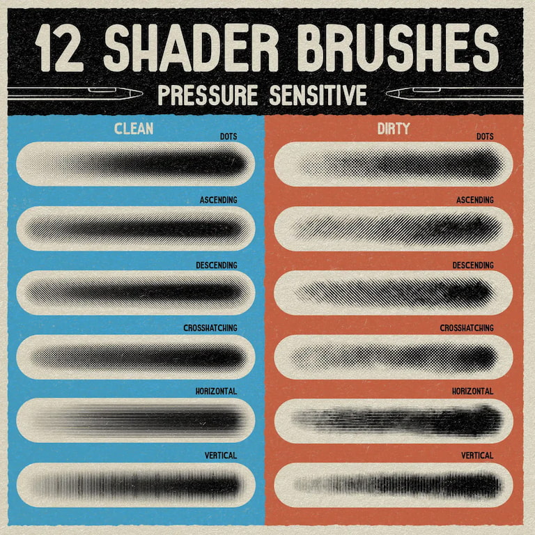1075|🎨 Designed specifically for comic and American manga styles | Over 60 professional halftone brush sets now available!