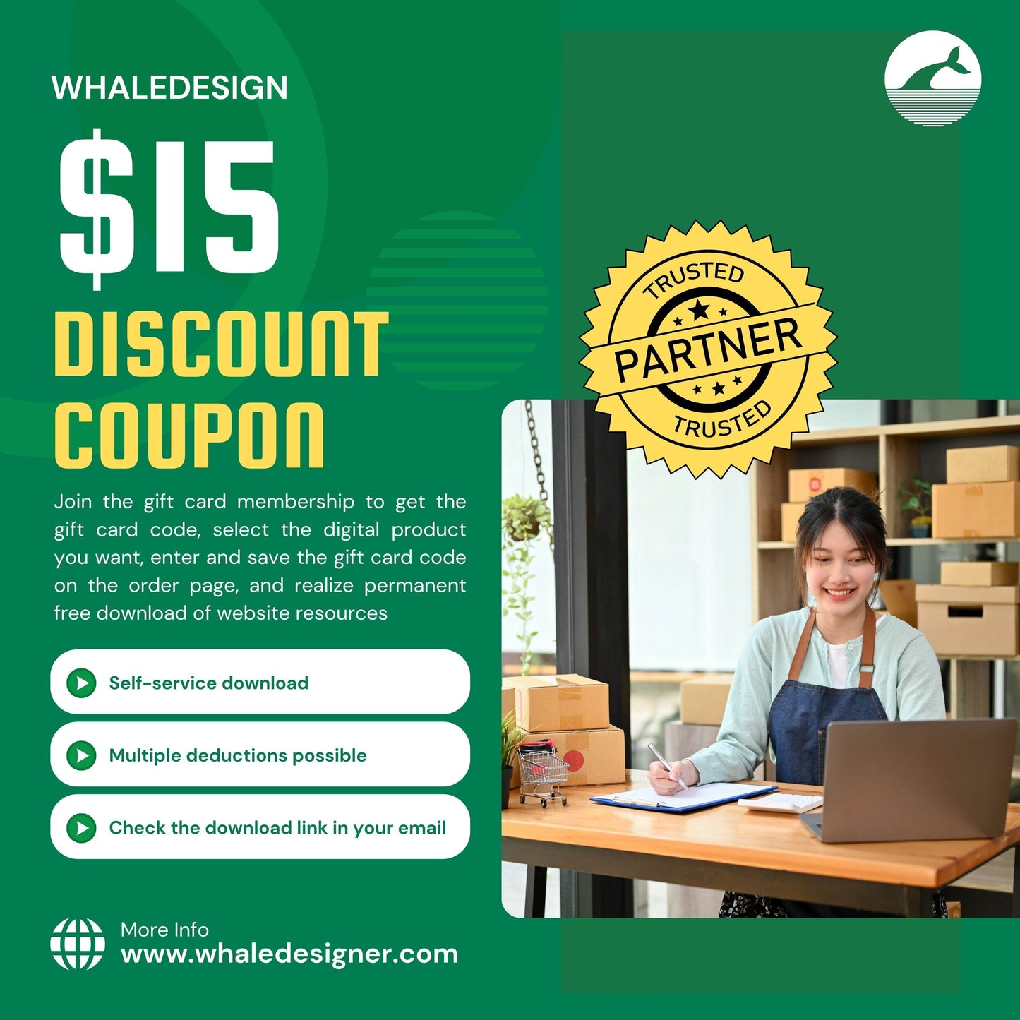 $15 Discount Coupon - whaledesign