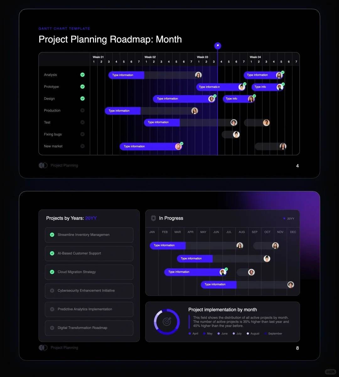 1003 Clear project plan PPT template - whaledesign
