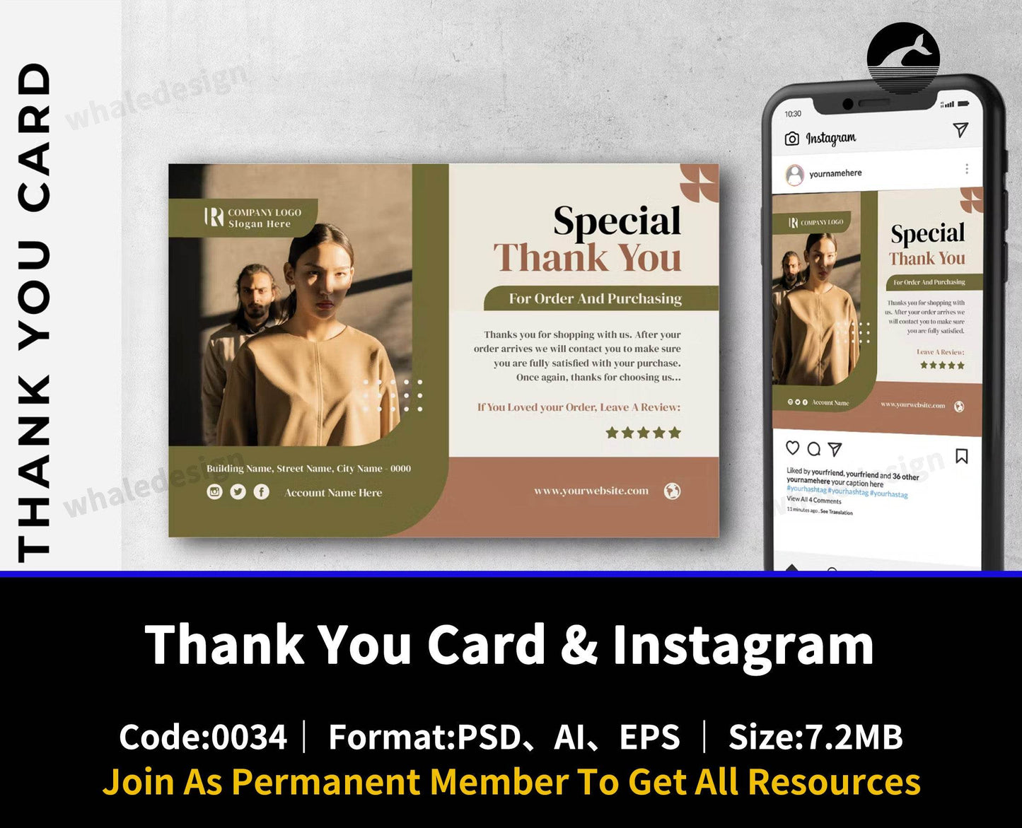 34Special Fashion Store Thank You Card & Instagram - whaledesign