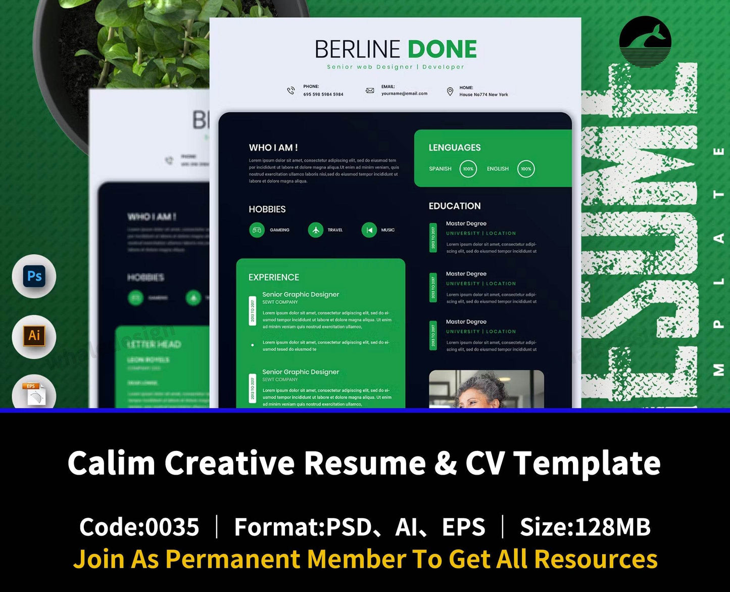 35Calim Creative Resume & CV Template - whaledesign