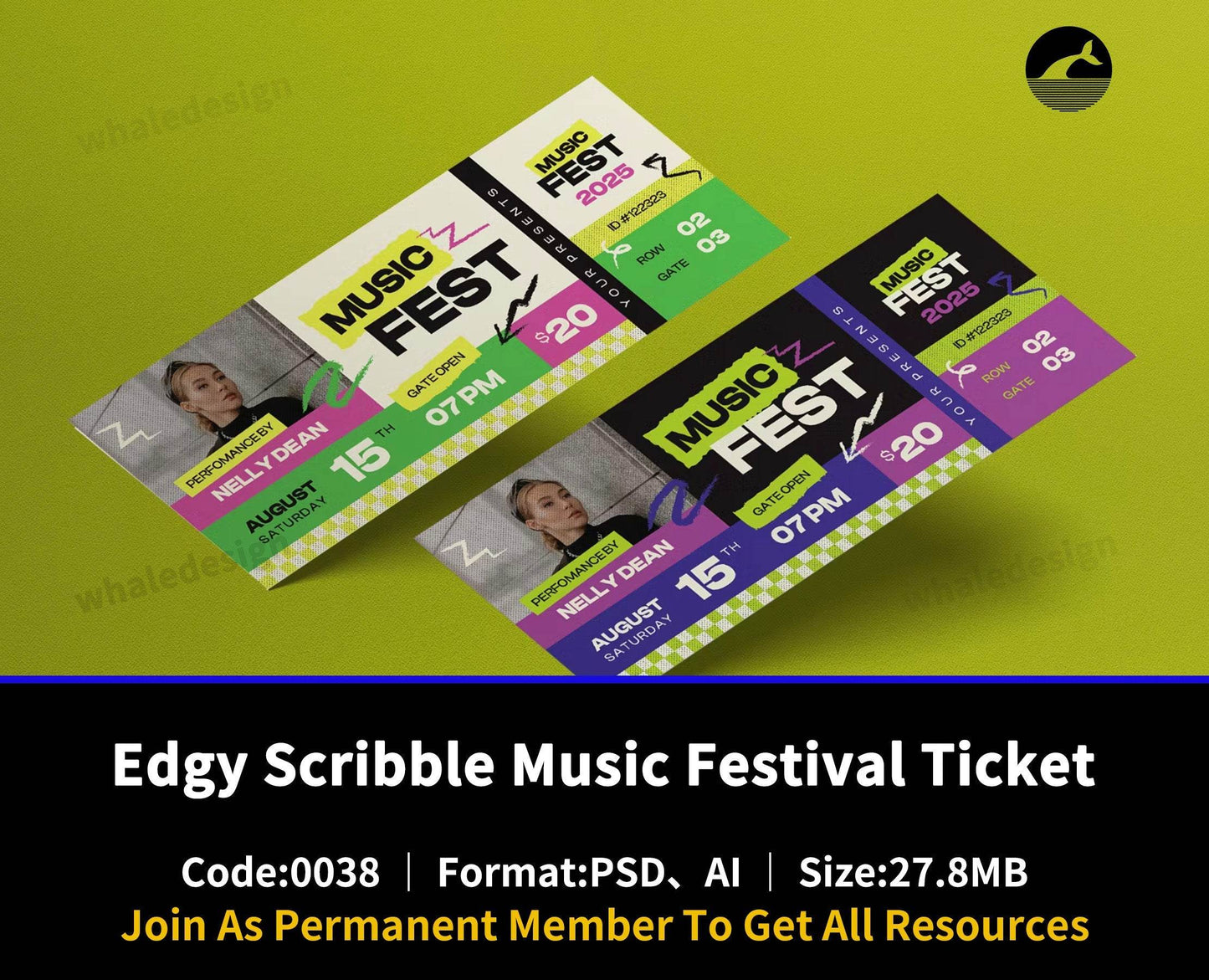 38Edgy Scribble Music Festival Ticket - whaledesign