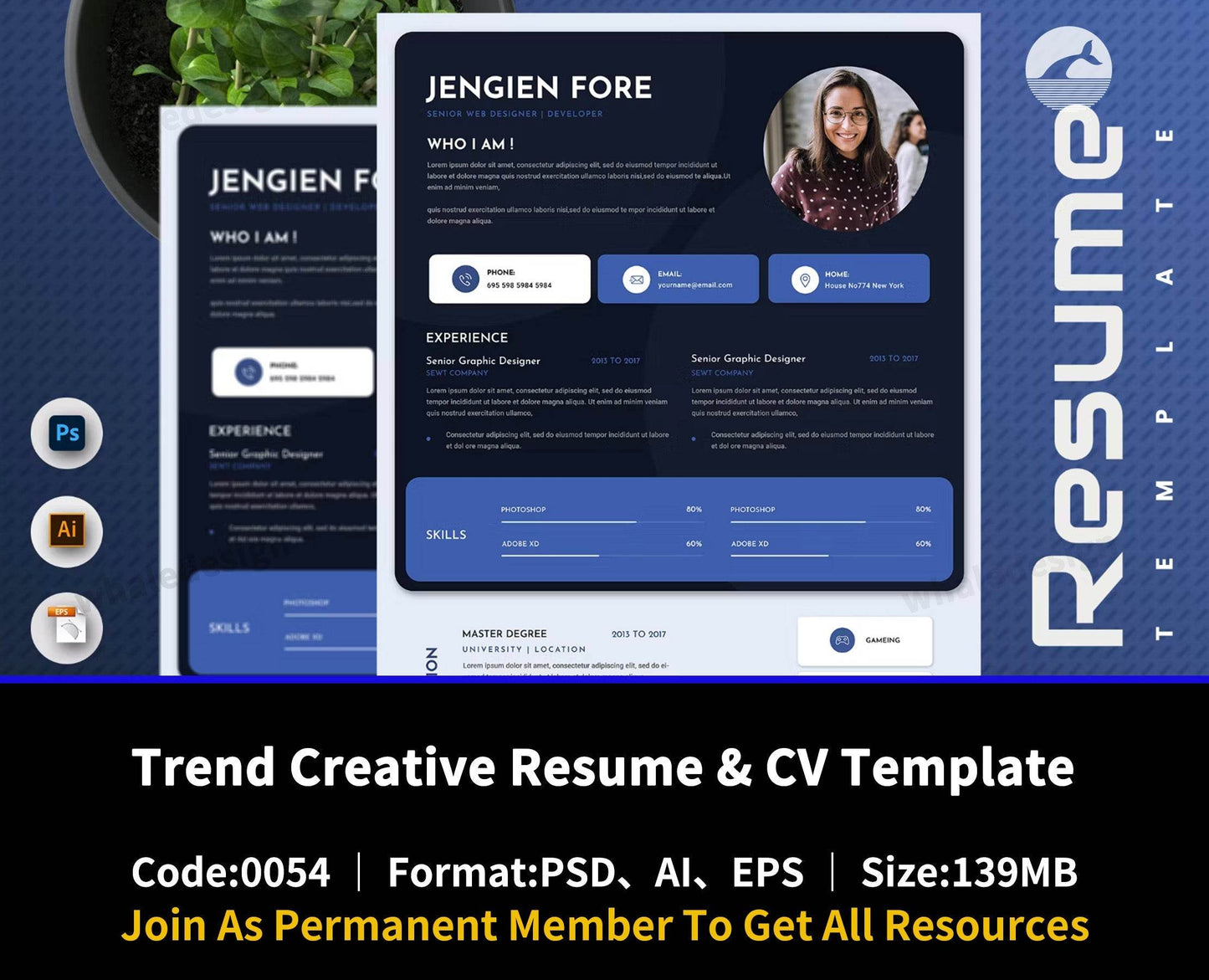 54Trend Creative Resume & CV Template - whaledesign