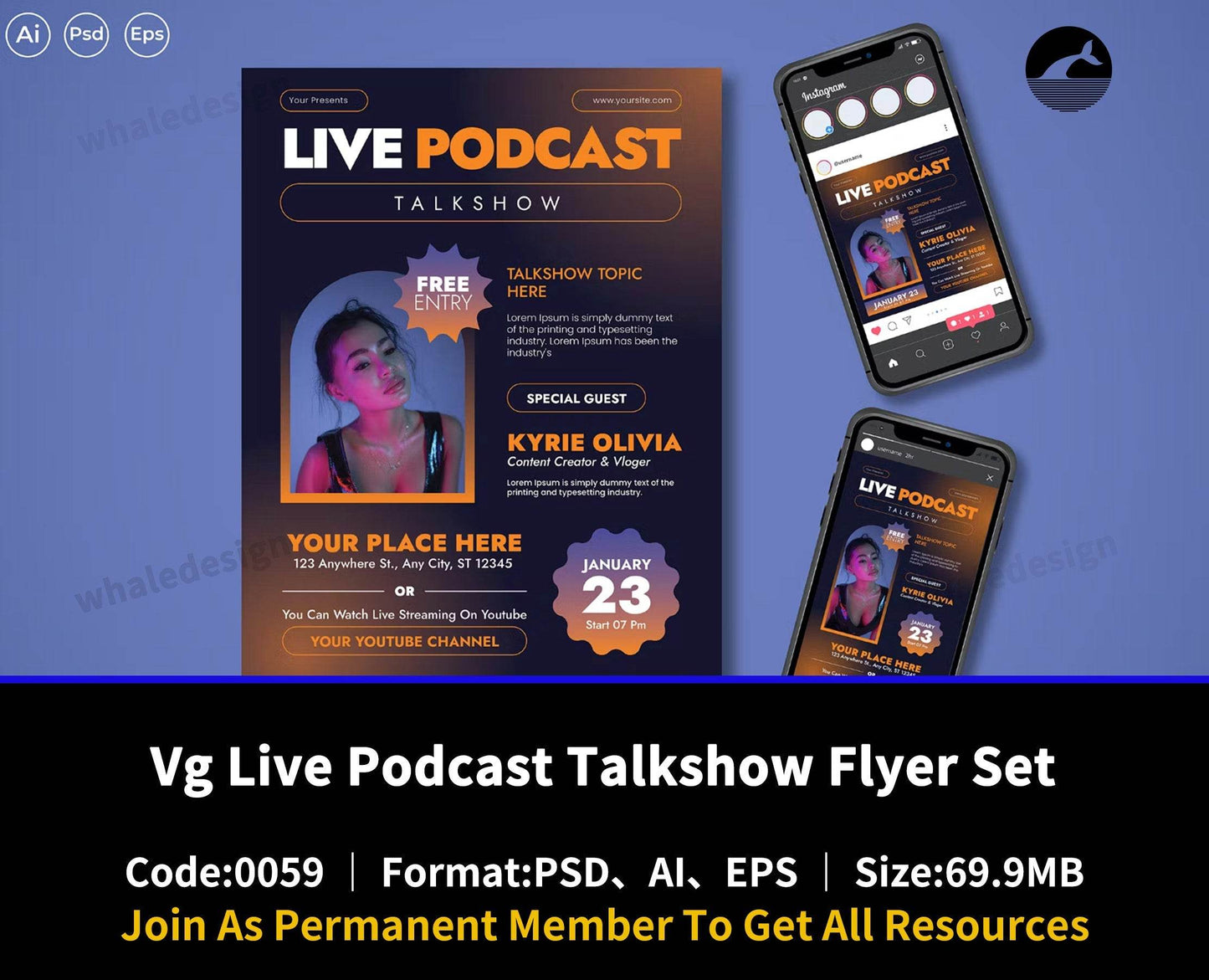 59Vg Live Podcast Talkshow Flyer Set - whaledesign