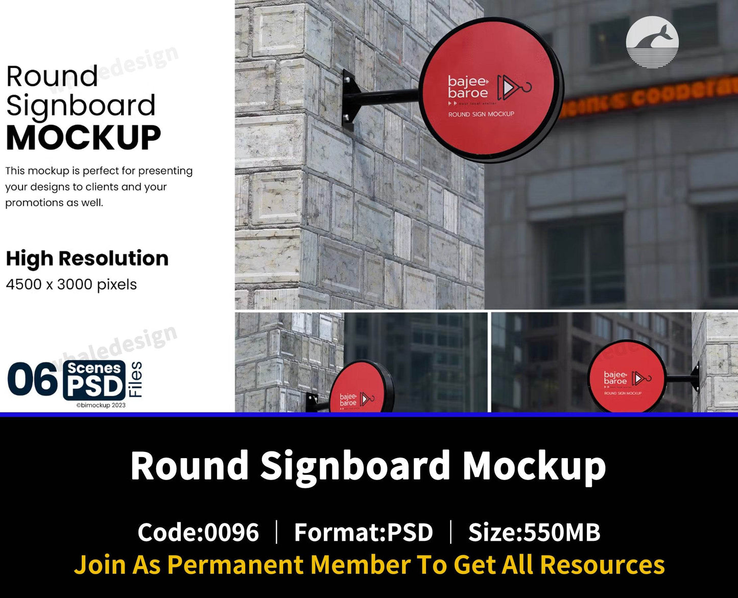 96Round Signboard Mockup - whaledesign