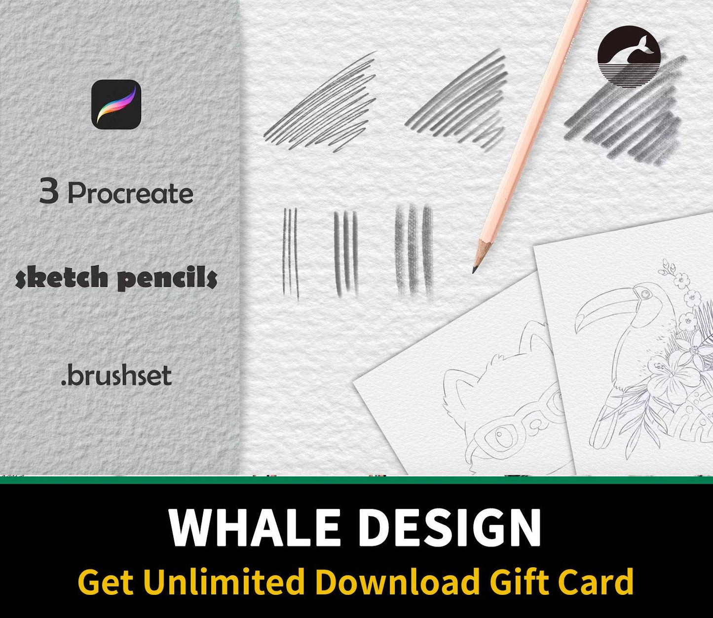567 Procreate Sketch Pencil Brushes - whaledesign