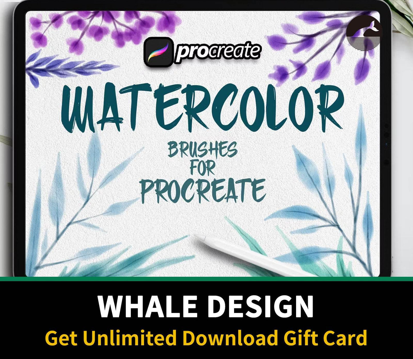 570 Watercolor Texture Brush Procreate - whaledesign
