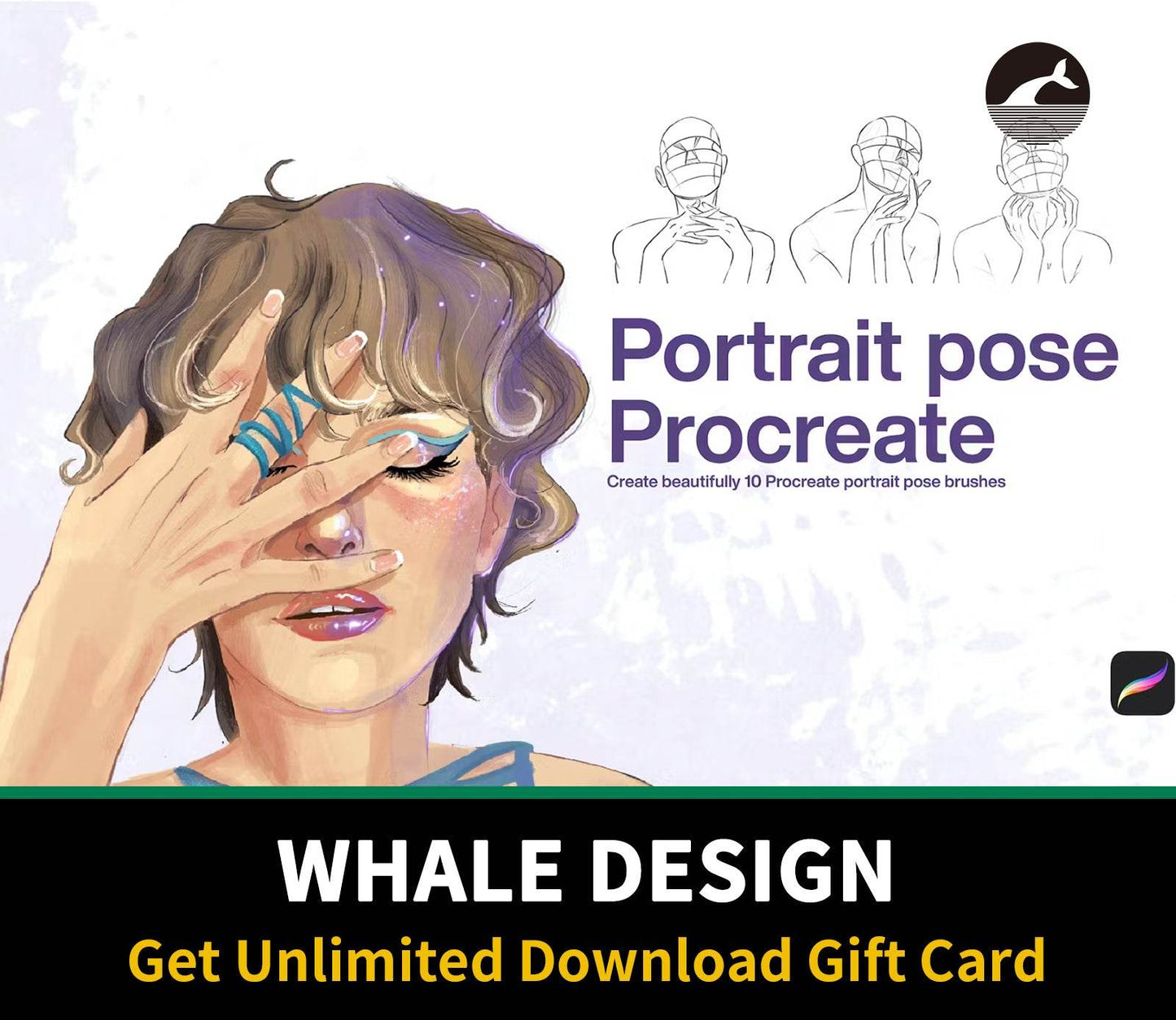 581 10 Portrait Pose Stamps Procreate - whaledesign