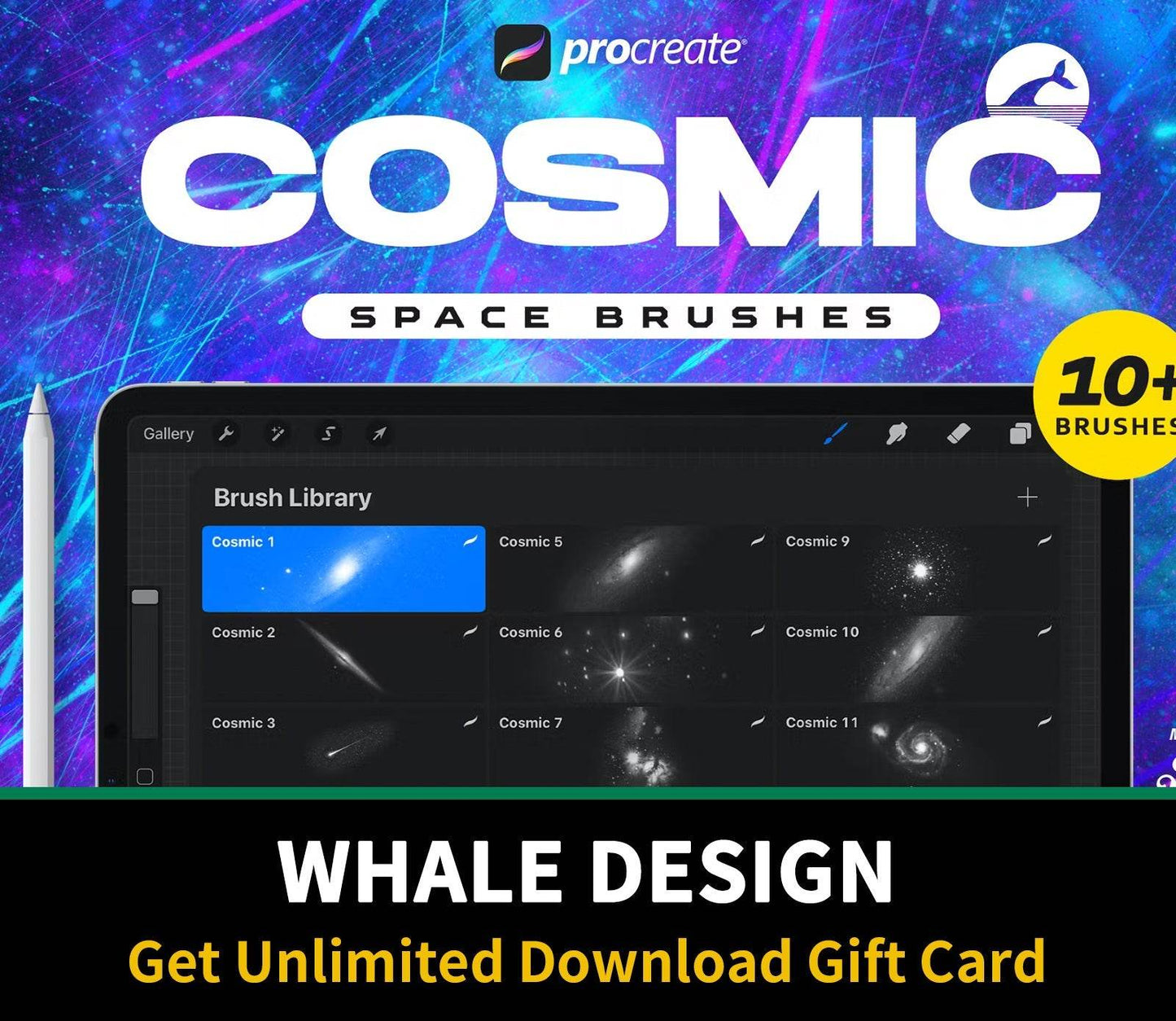 634 Procreate Cosmic Space Brushes - whaledesign
