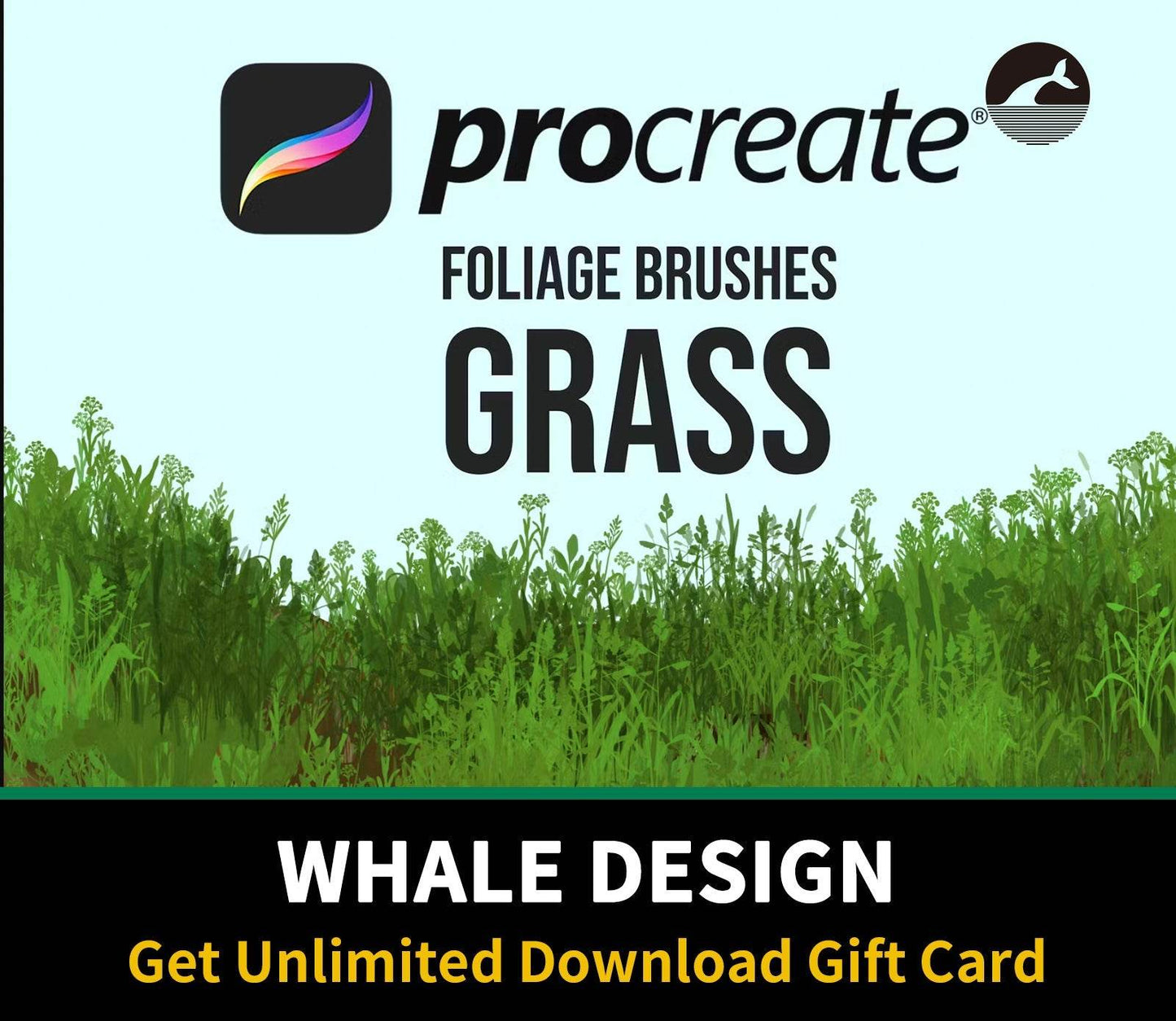 668 Procreate Foliage Brushes - Grass - whaledesign